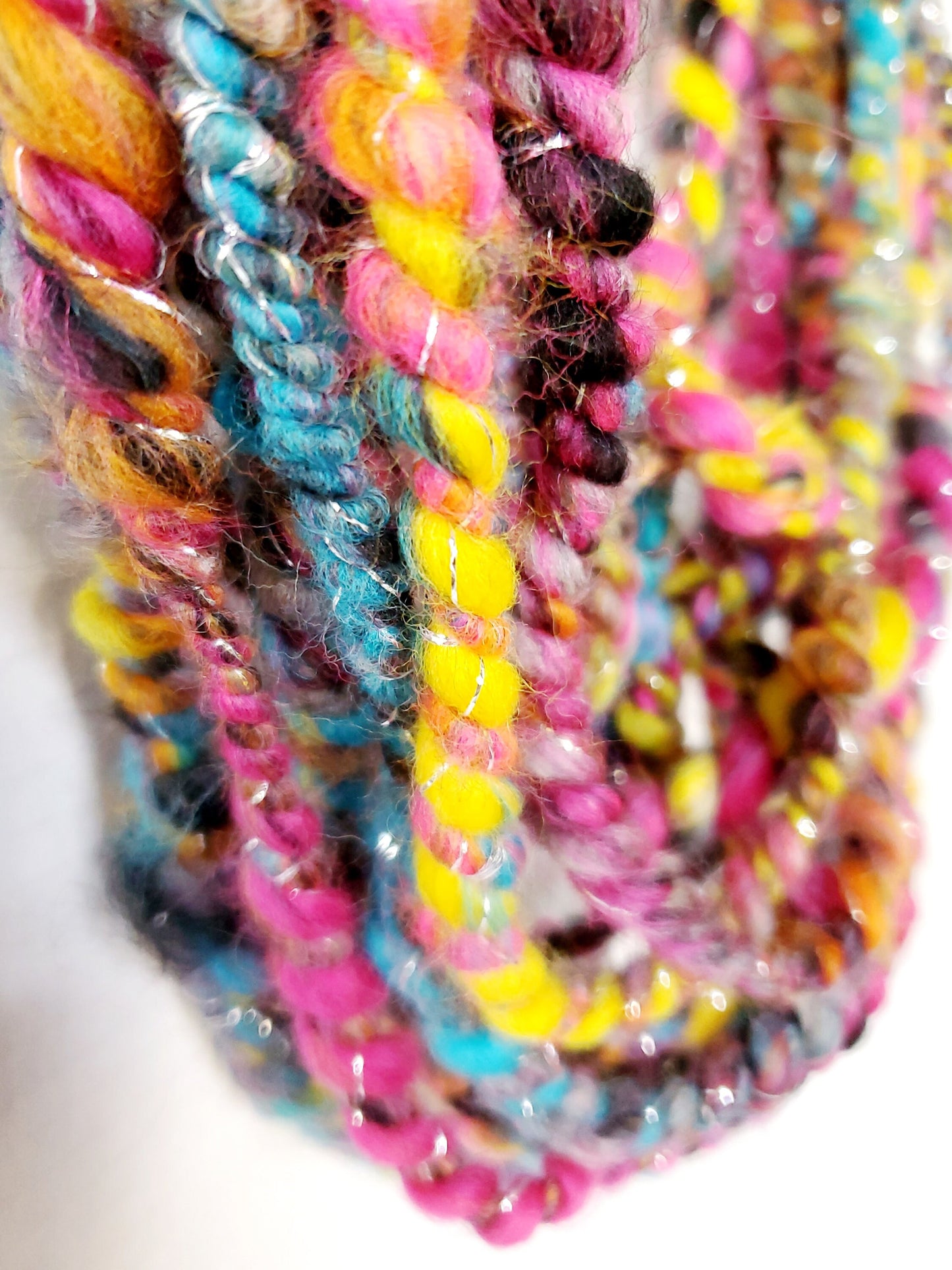 COLOR SPIN 2.0 5yrds, Handspun Art Yarn, Weaving and Fiber Arts, Scrap Yarn, Yarn