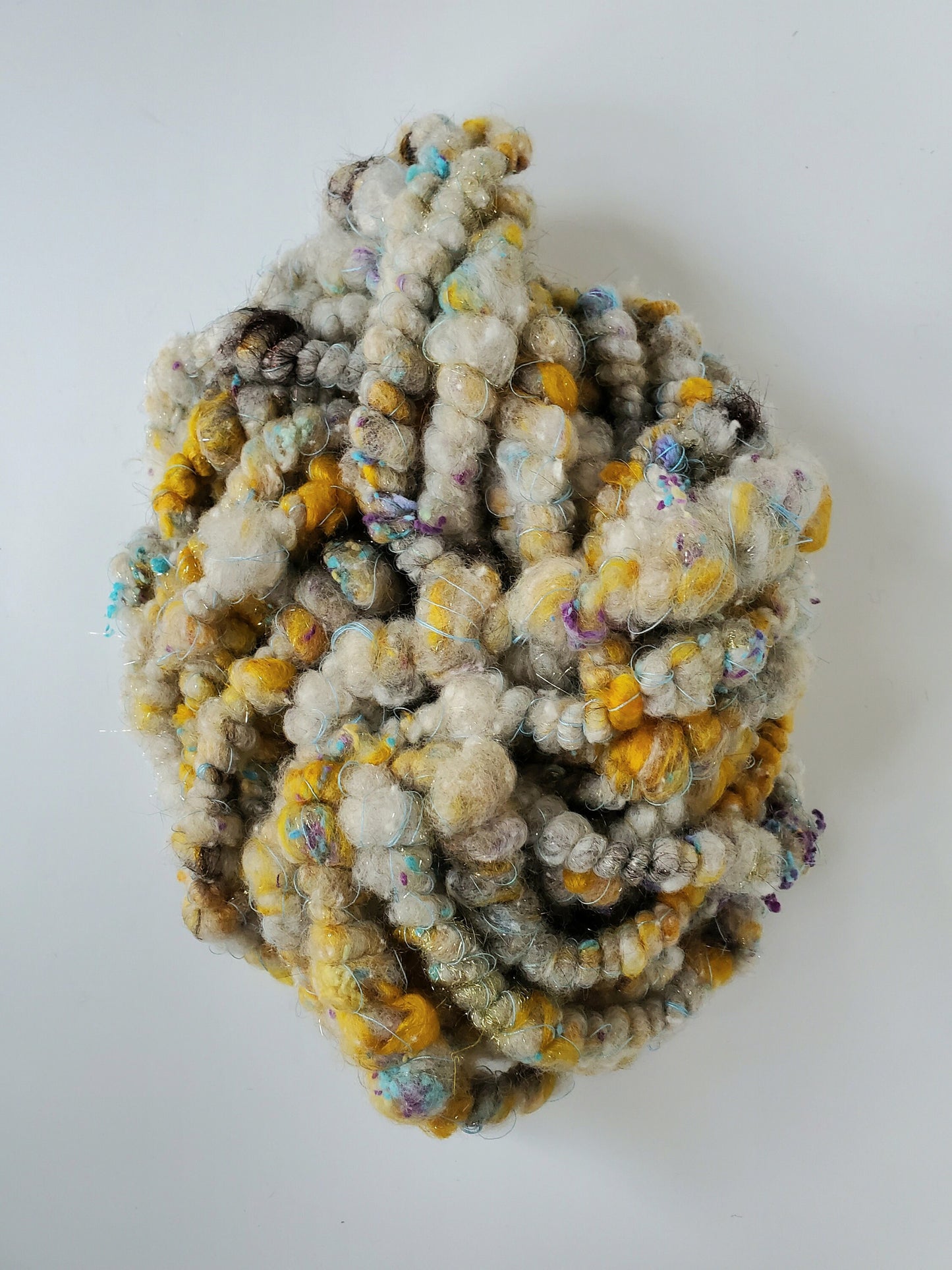 FLOCK 4yrds, Handspun Art Yarn, Weaving and Fiber Arts, Scrap Yarn, Yarn
