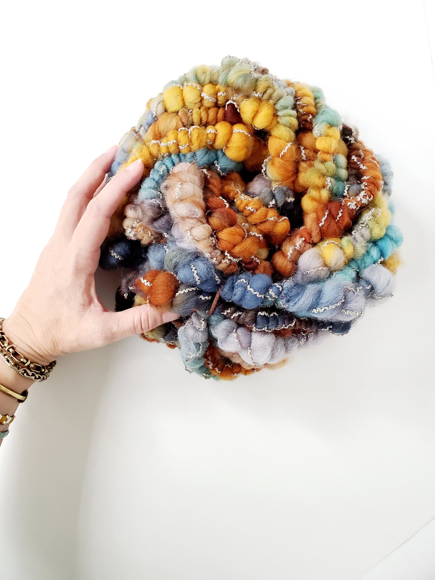 LONELY SHORE 3yrds, Handspun Art Yarn, Weaving and Fiber Arts, Scrap Yarn, Yarn