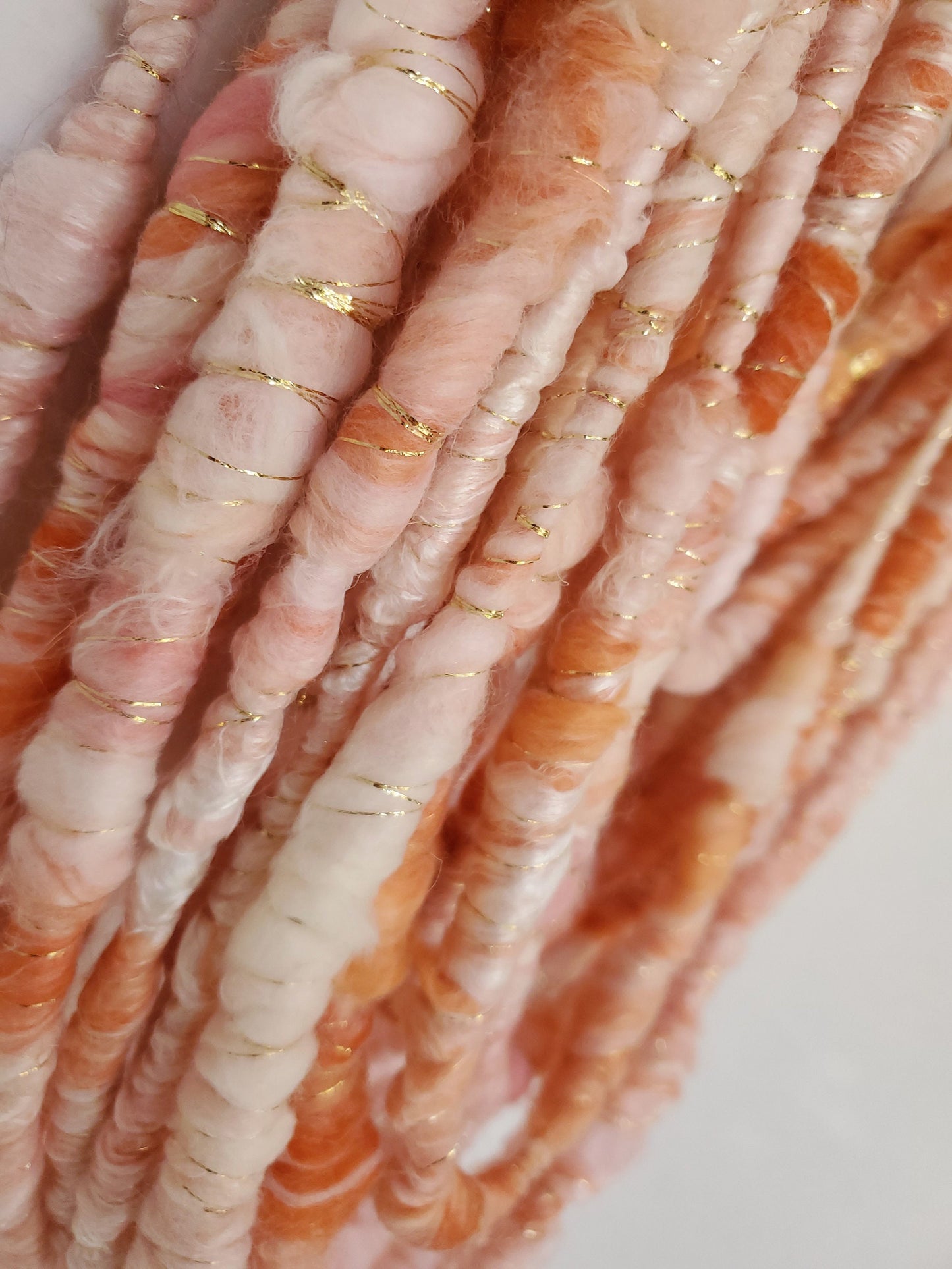 CORAL SINGLE 4yrds, Handspun Art Yarn, Weaving and Fiber Arts, Scrap Yarn, Yarn