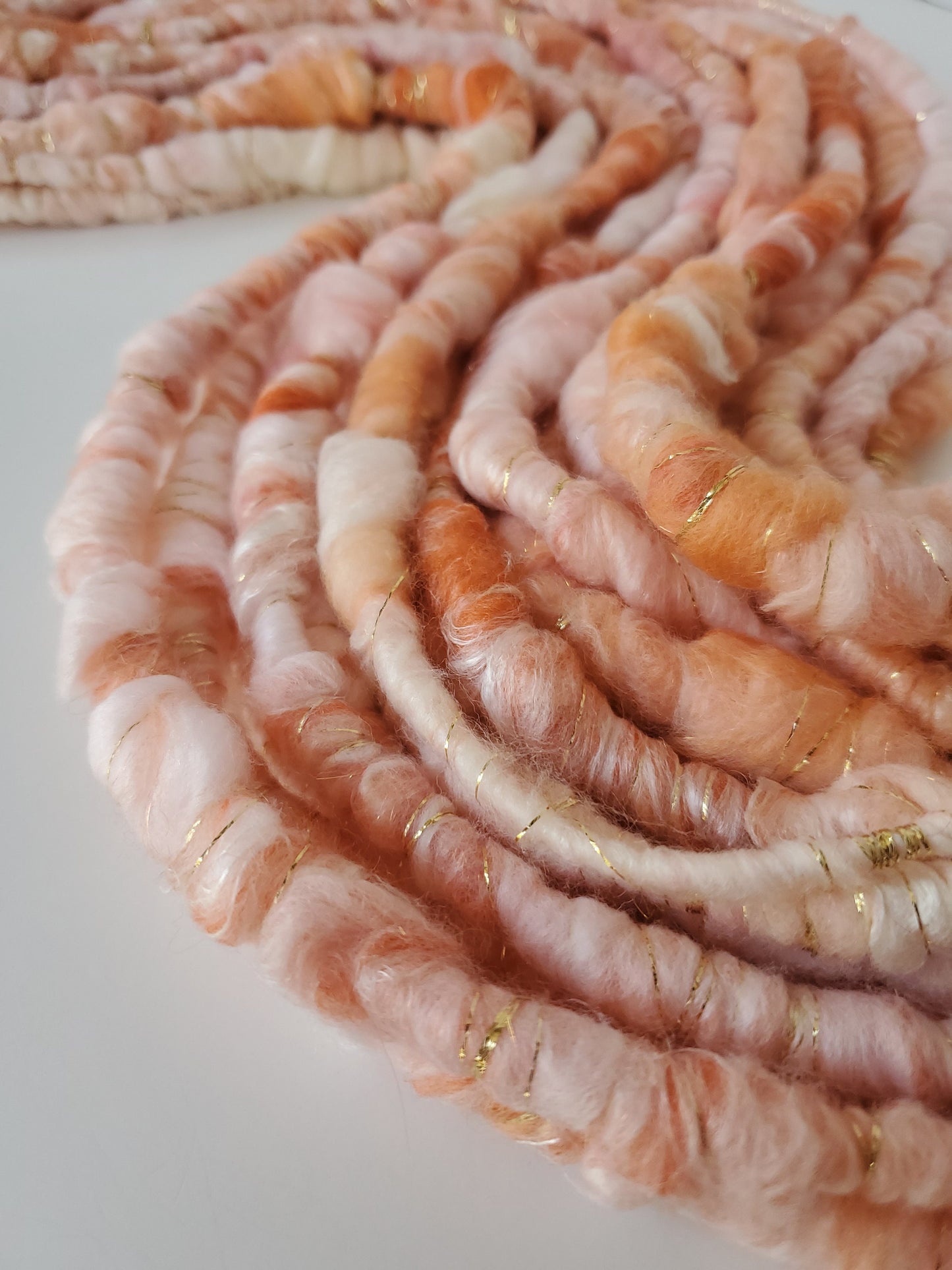 CORAL SINGLE 4yrds, Handspun Art Yarn, Weaving and Fiber Arts, Scrap Yarn, Yarn