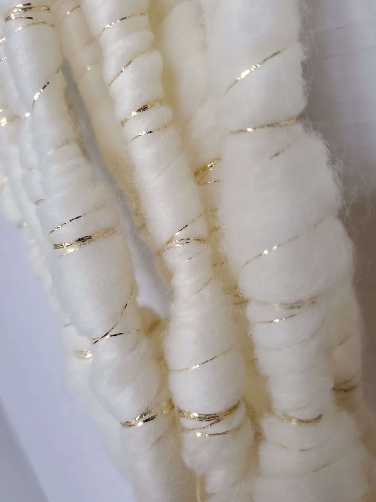 GILDED ICE 4.5yrds, Handspun Art Yarn, Weaving and Fiber Arts, Scrap Yarn, Yarn