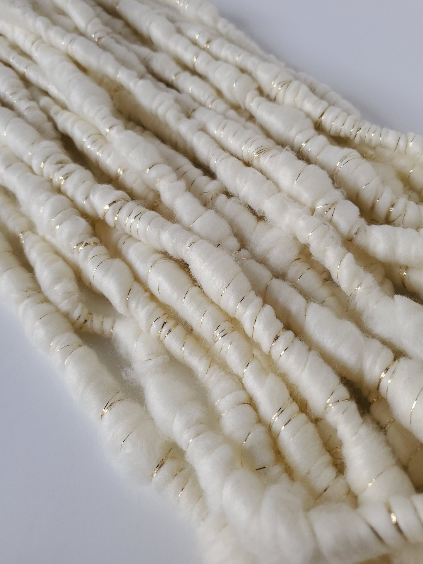 GILDED ICE 4.5yrds, Handspun Art Yarn, Weaving and Fiber Arts, Scrap Yarn, Yarn