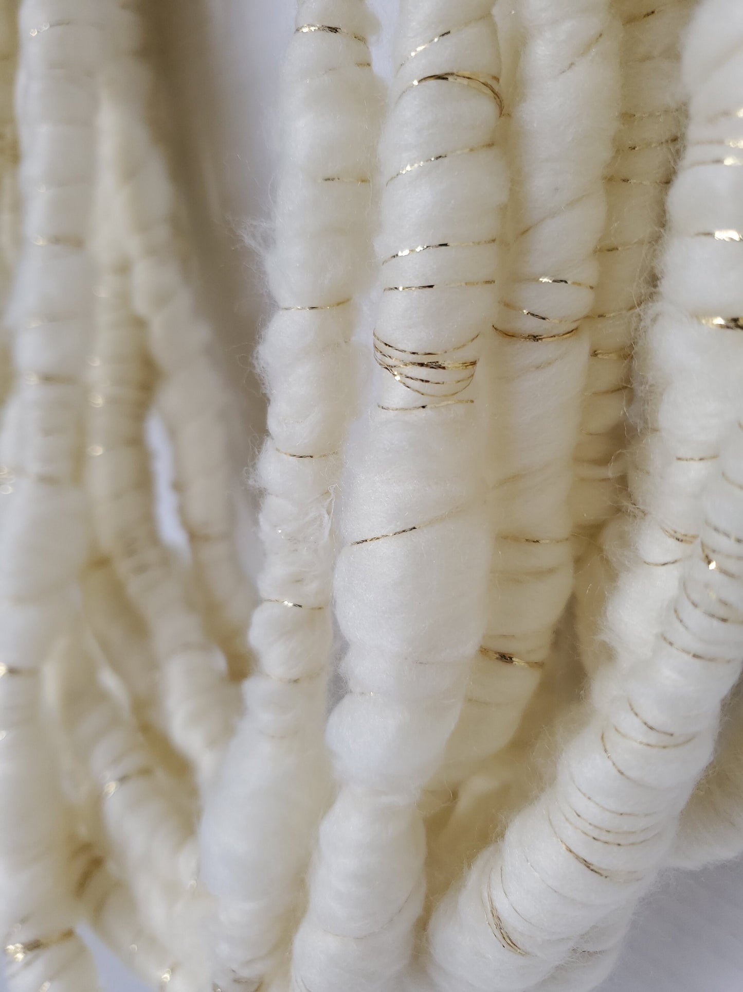 GILDED ICE 4.5yrds, Handspun Art Yarn, Weaving and Fiber Arts, Scrap Yarn, Yarn