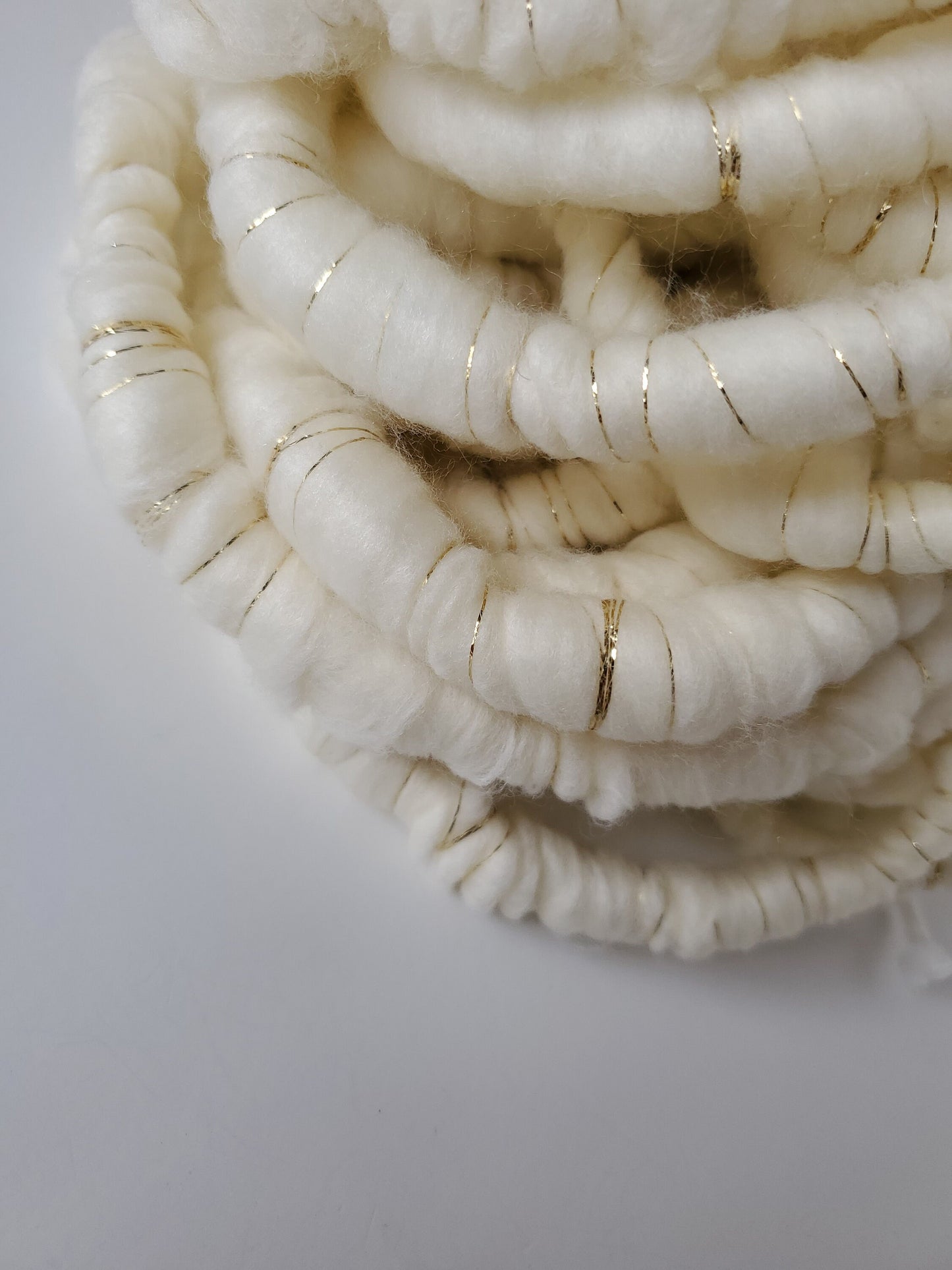 GILDED ICE 4.5yrds, Handspun Art Yarn, Weaving and Fiber Arts, Scrap Yarn, Yarn