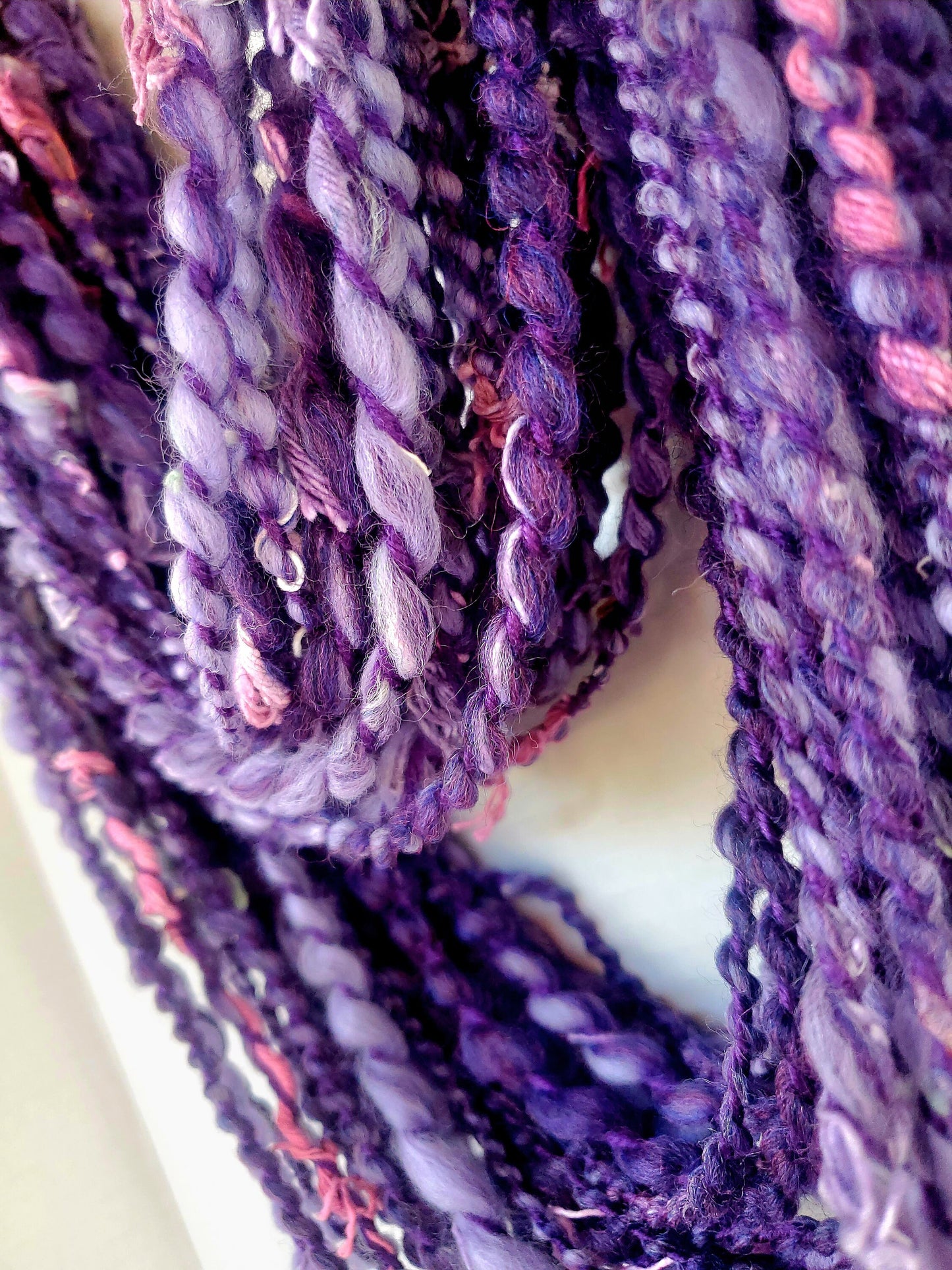 PURPLE NURPLE 8yrds, Handspun Art Yarn, Weaving and Fiber Arts, Scrap Yarn, Yarn