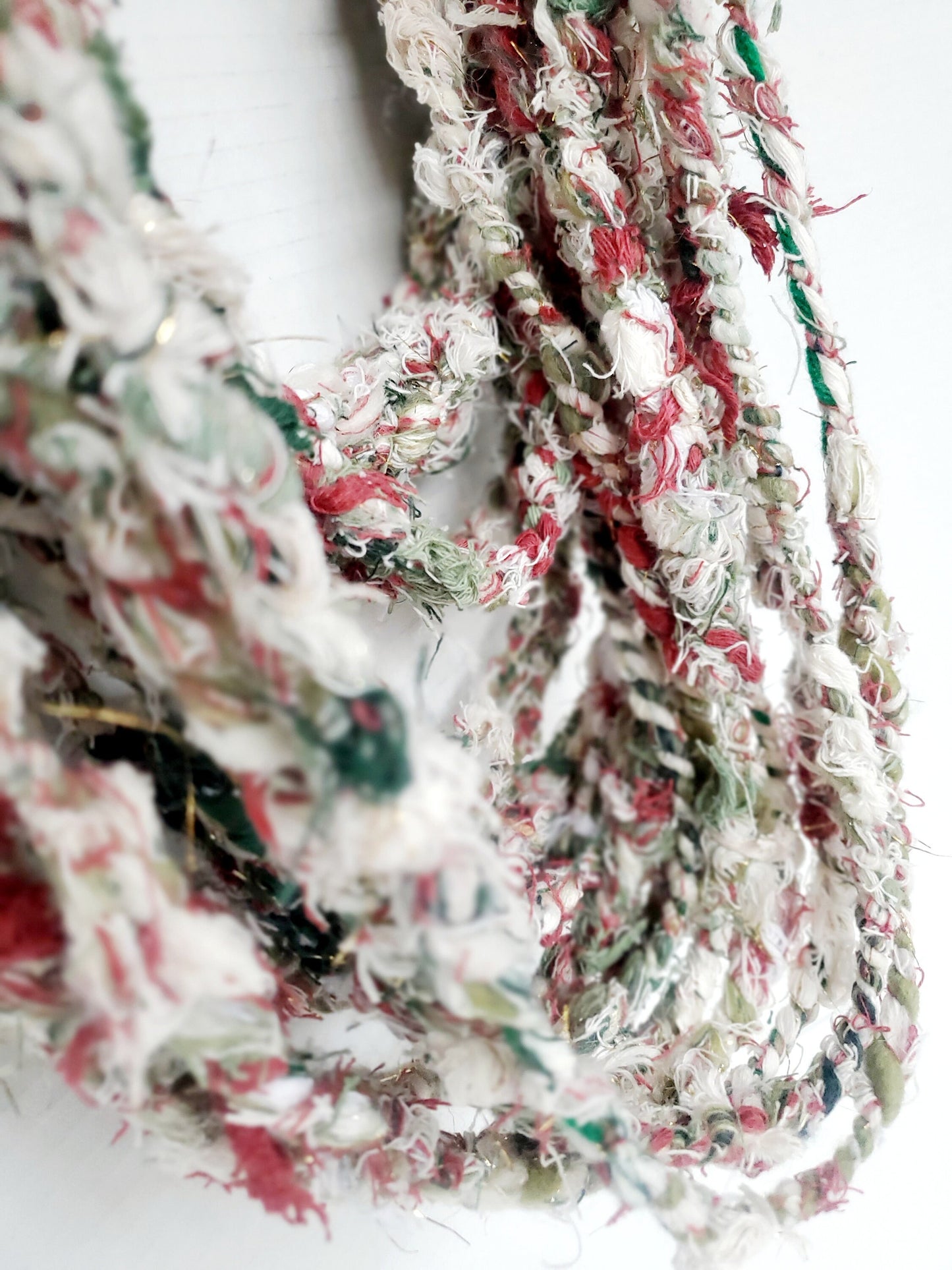 UGLY CHRISTMAS SWEATER 4yrds, Handspun Art Yarn, Weaving and Fiber Arts, Scrap Yarn, Yarn