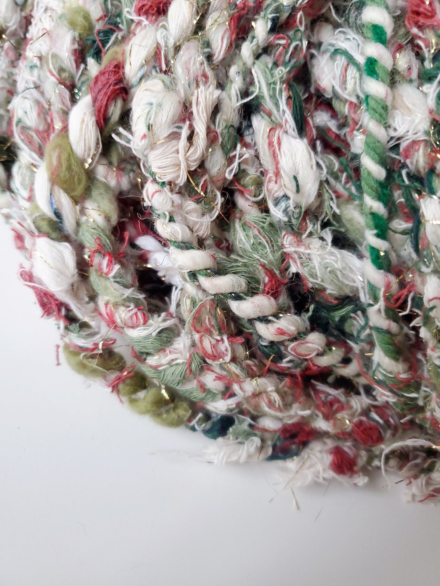 UGLY CHRISTMAS SWEATER 4yrds, Handspun Art Yarn, Weaving and Fiber Arts, Scrap Yarn, Yarn