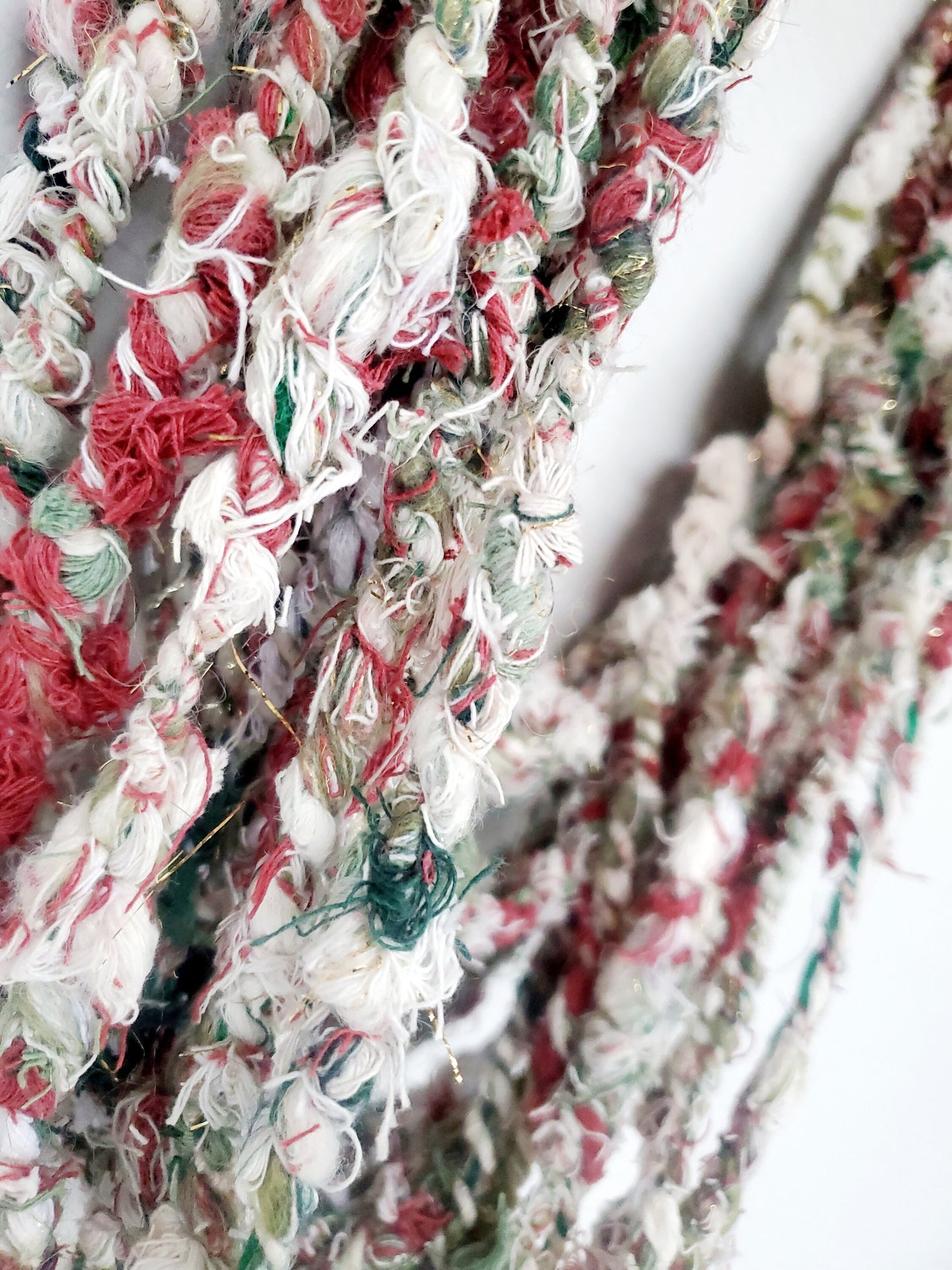 UGLY CHRISTMAS SWEATER 4yrds, Handspun Art Yarn, Weaving and Fiber Arts, Scrap Yarn, Yarn