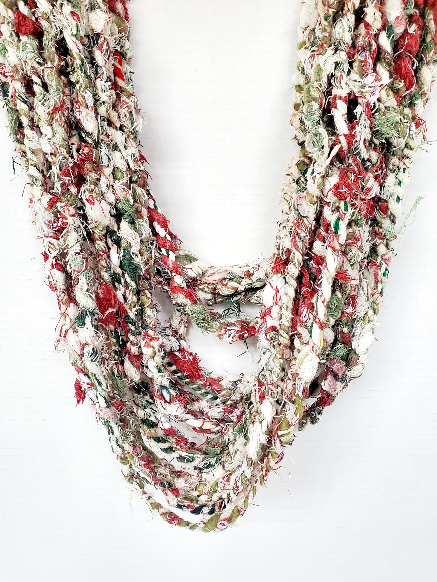 UGLY CHRISTMAS SWEATER 4yrds, Handspun Art Yarn, Weaving and Fiber Arts, Scrap Yarn, Yarn