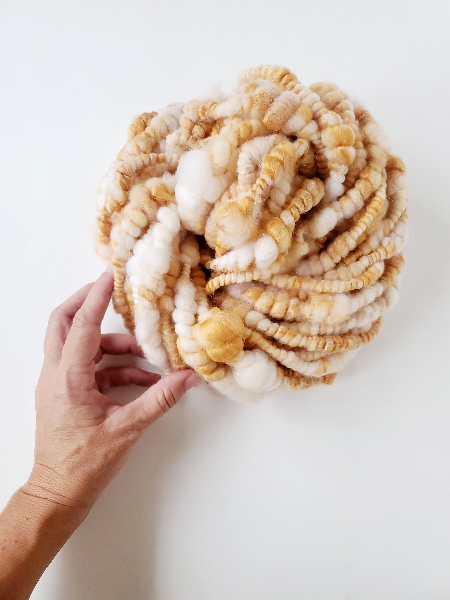 BUTTERSCOTCH 4yrds, Handspun Art Yarn, Weaving and Fiber Arts, Scrap Yarn, Yarn