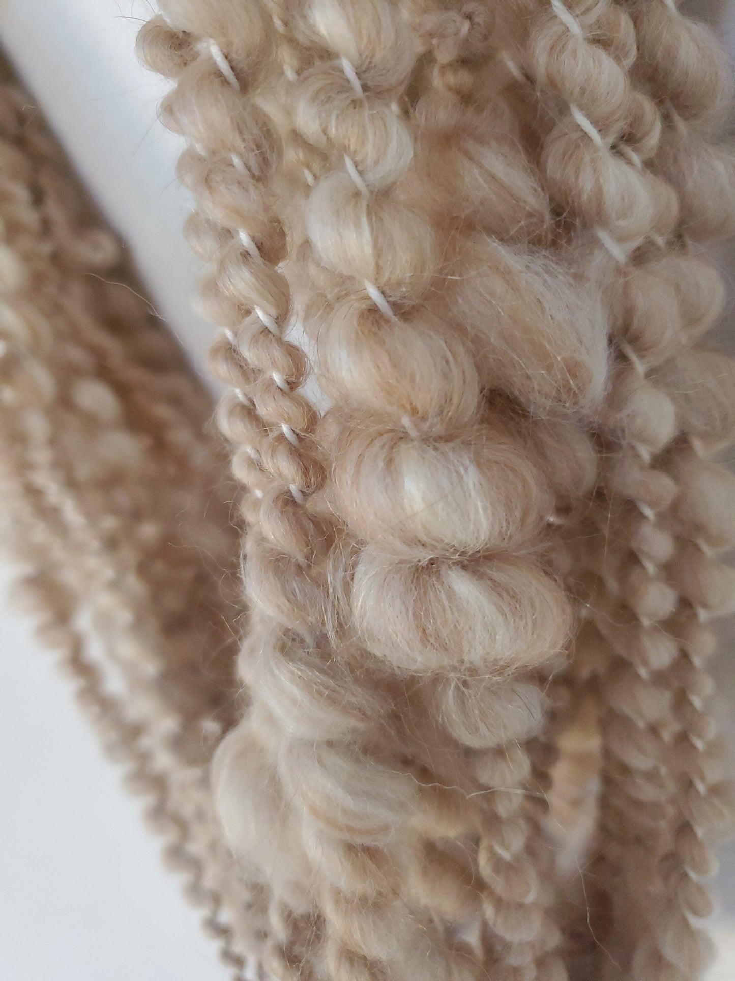 NEUTRAL SPIRAL 5yrds, Handspun Art Yarn, Weaving and Fiber Arts, Scrap Yarn, Yarn