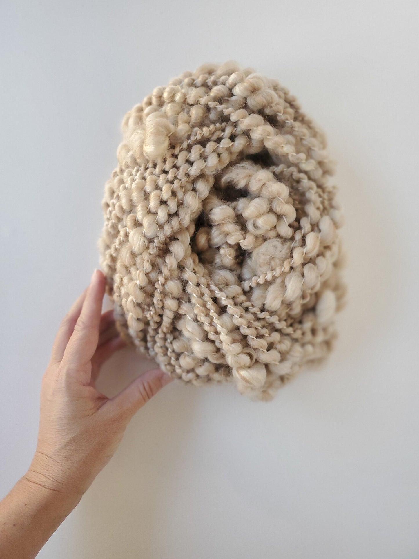 NEUTRAL SPIRAL 5yrds, Handspun Art Yarn, Weaving and Fiber Arts, Scrap Yarn, Yarn