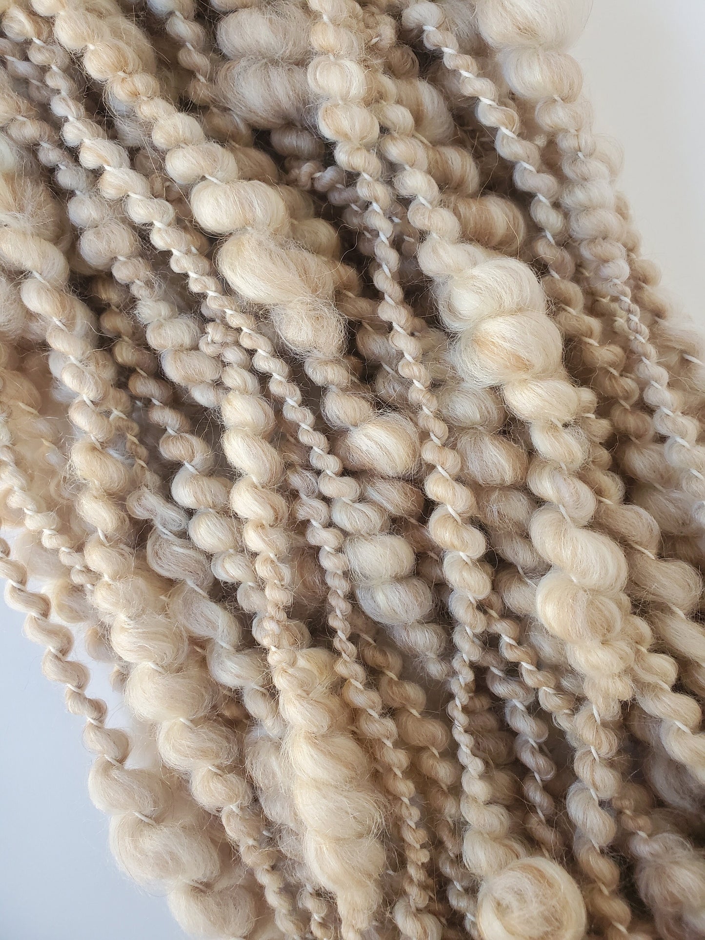 NEUTRAL SPIRAL 5yrds, Handspun Art Yarn, Weaving and Fiber Arts, Scrap Yarn, Yarn