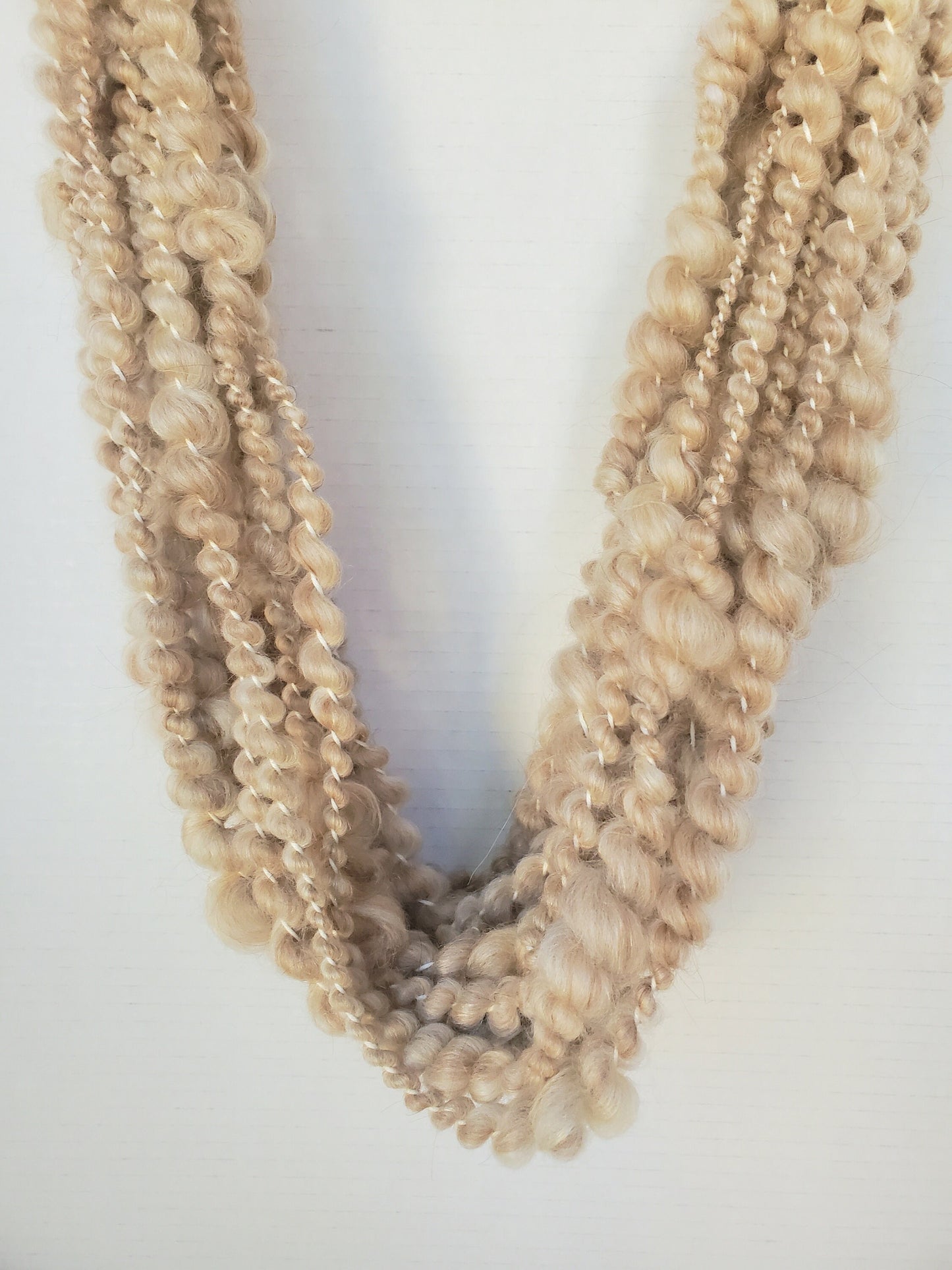 NEUTRAL SPIRAL 5yrds, Handspun Art Yarn, Weaving and Fiber Arts, Scrap Yarn, Yarn
