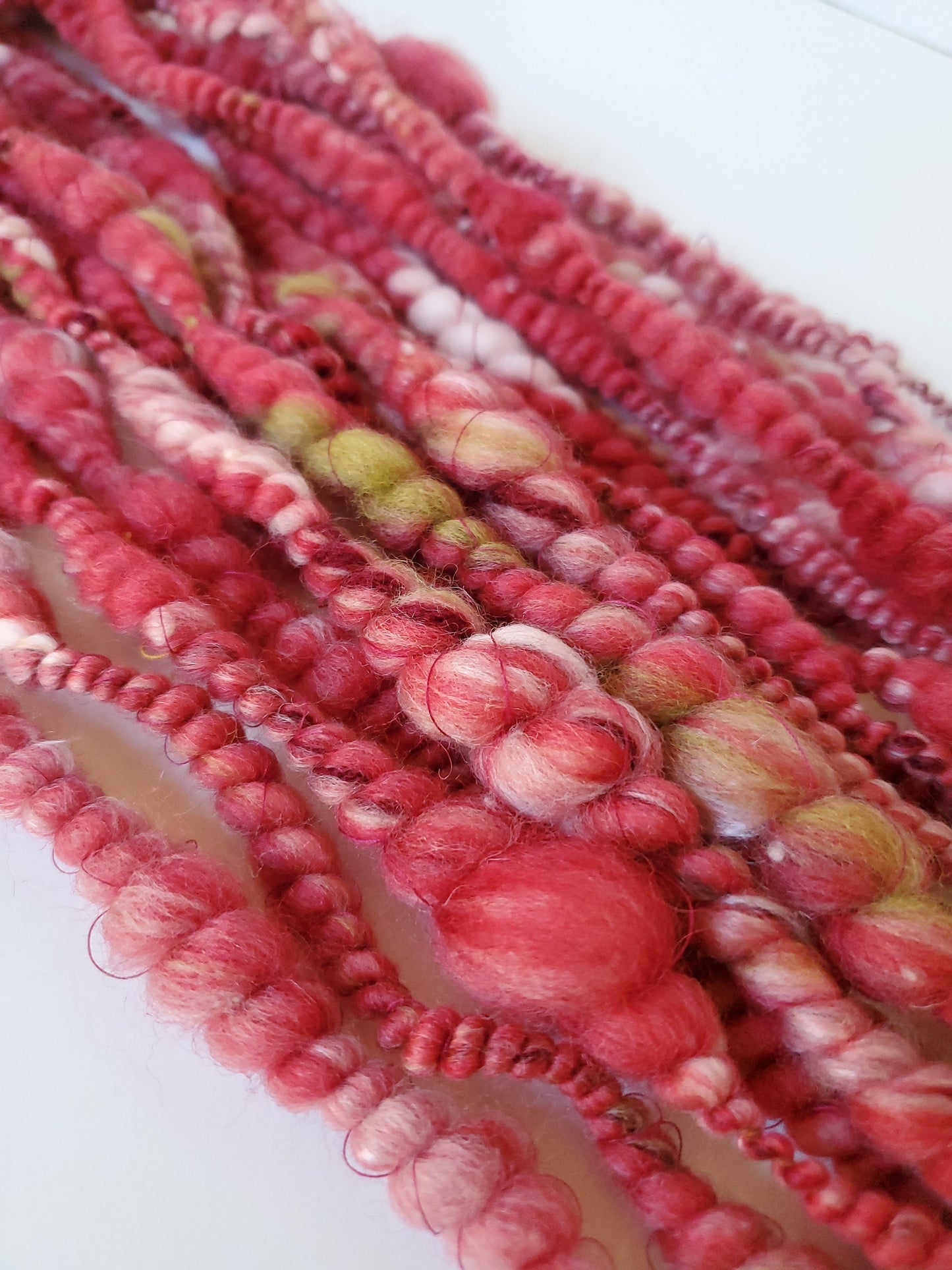 VALENTINES 5yrds, Handspun Art Yarn, Weaving and Fiber Arts, Scrap Yarn, Yarn