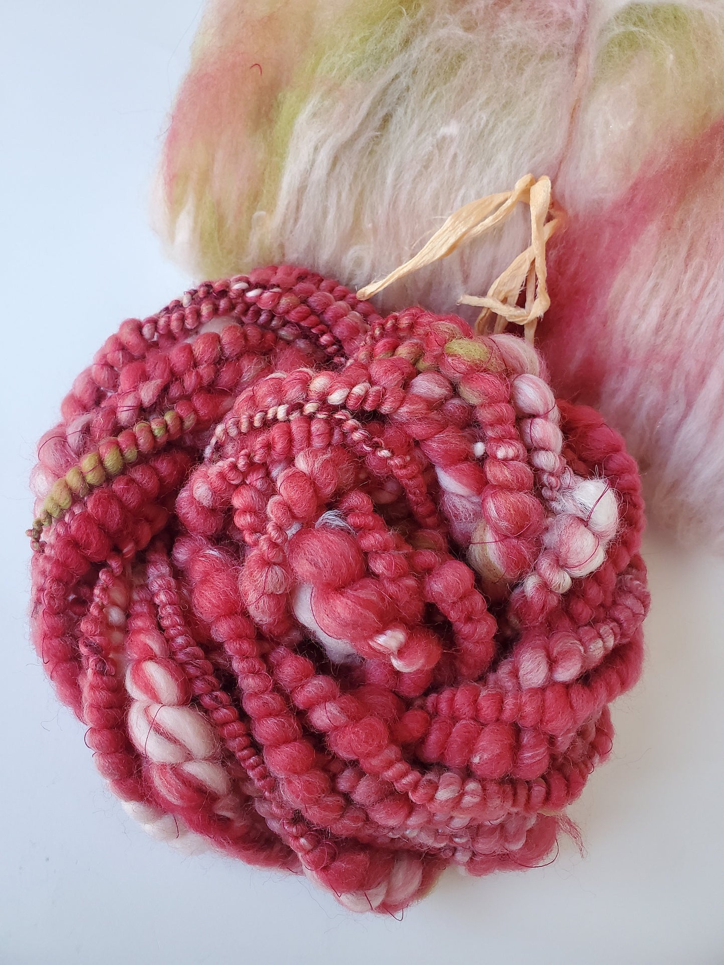 VALENTINES 5yrds, Handspun Art Yarn, Weaving and Fiber Arts, Scrap Yarn, Yarn