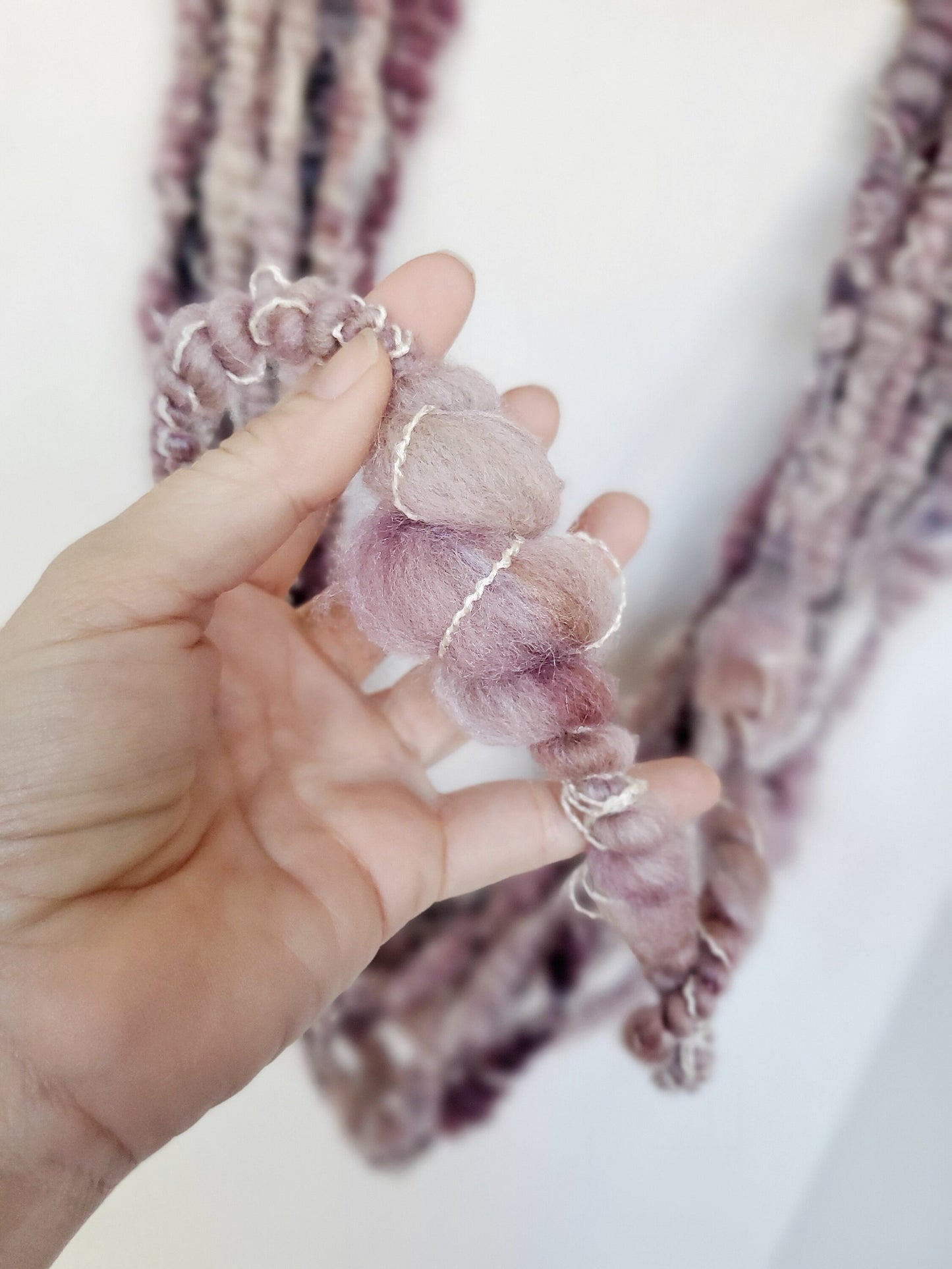 AMETHYST 4.5yrds, Handspun Art Yarn, Weaving and Fiber Arts, Scrap Yarn, Yarn