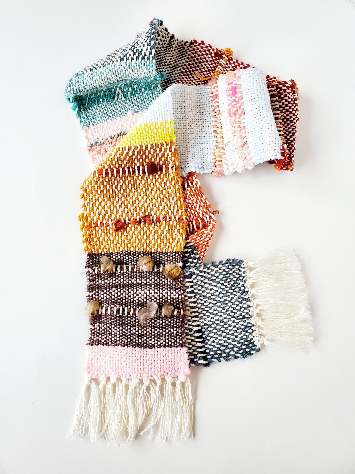 HANDSPUN SCARF, Handspun Art Yarn, Weaving and Fiber Arts, Scrap Yarn, Yarn