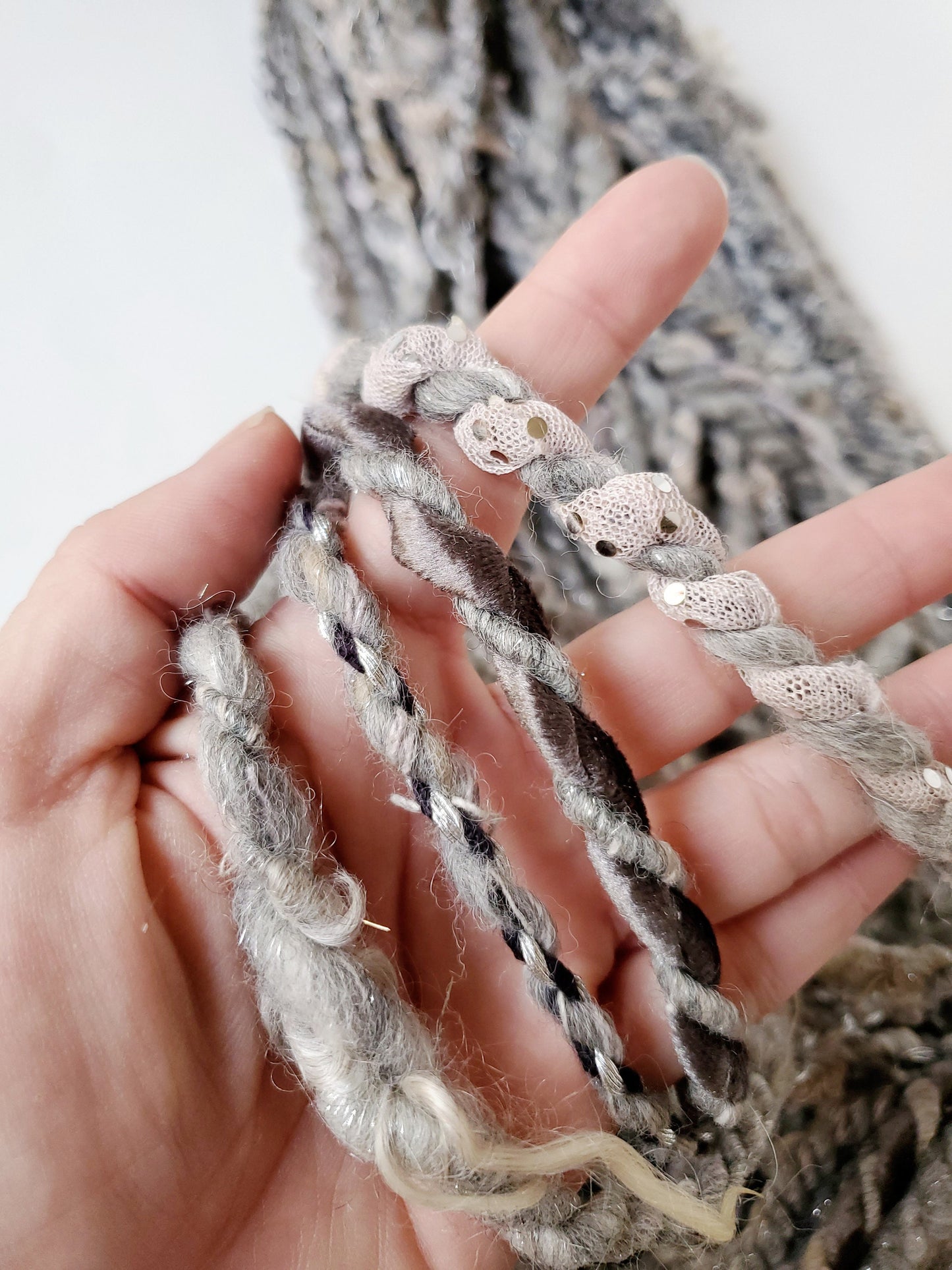 STEEL WOOL SCRAP Handspun Yarn 5yrds, Handspun Art Yarn, Weaving and Fiber Arts, Scrap Yarn, Yarn