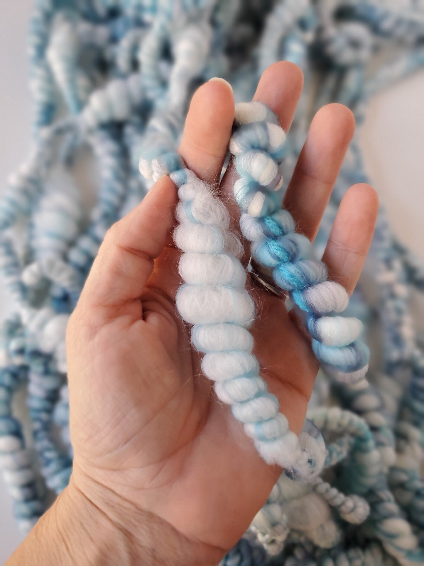 WAVES 4yrds, Handspun Art Yarn, Weaving and Fiber Arts, Scrap Yarn, Yarn