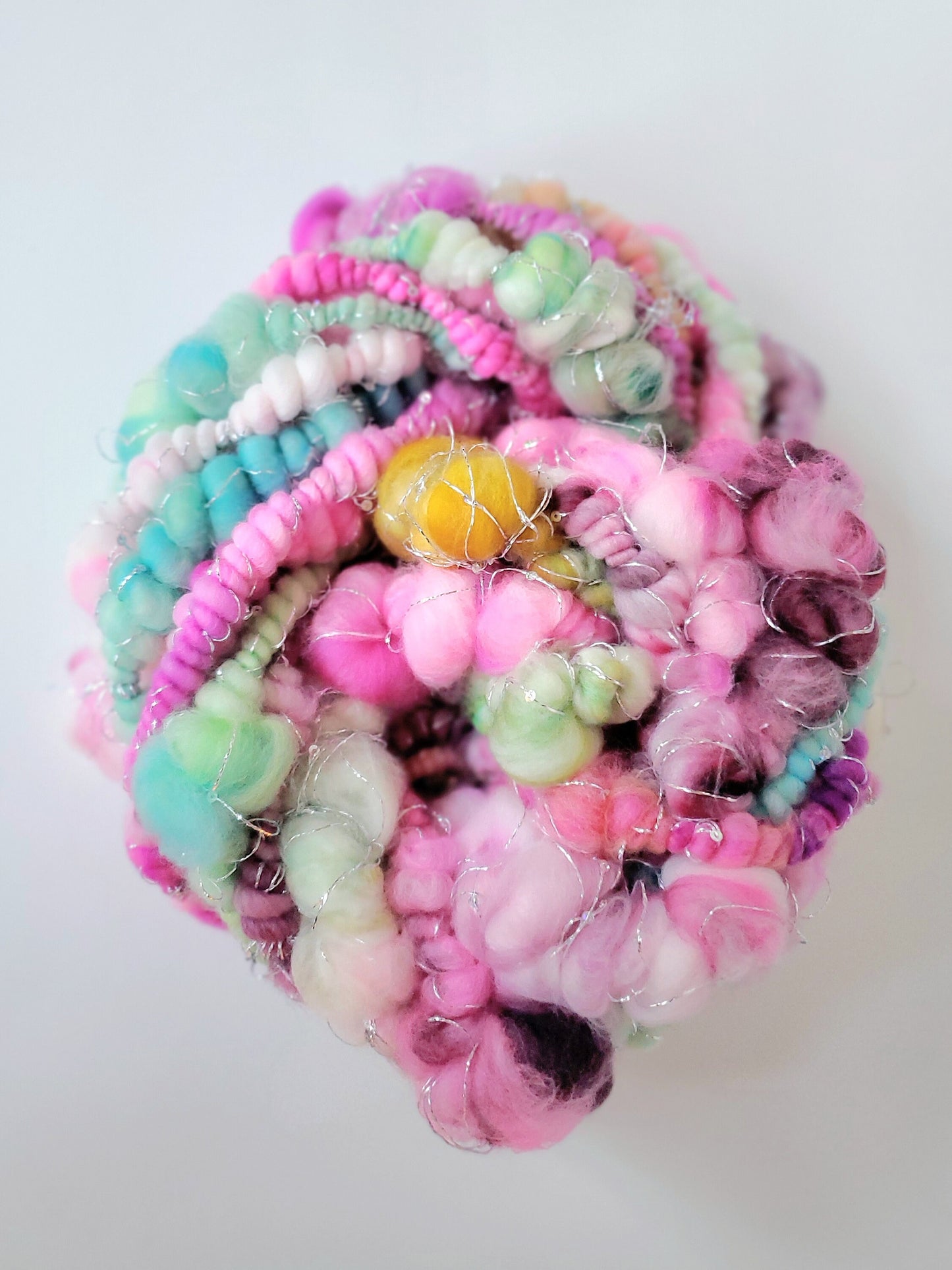 FLAMINGO FLOATY 3yrds, Handspun Art Yarn, Weaving and Fiber Arts, Scrap Yarn, Yarn