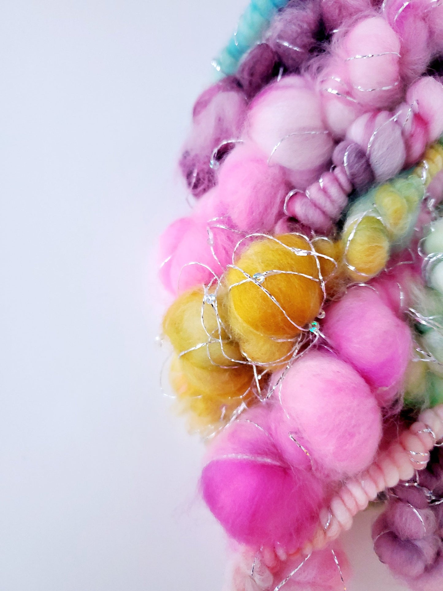 FLAMINGO FLOATY 3yrds, Handspun Art Yarn, Weaving and Fiber Arts, Scrap Yarn, Yarn