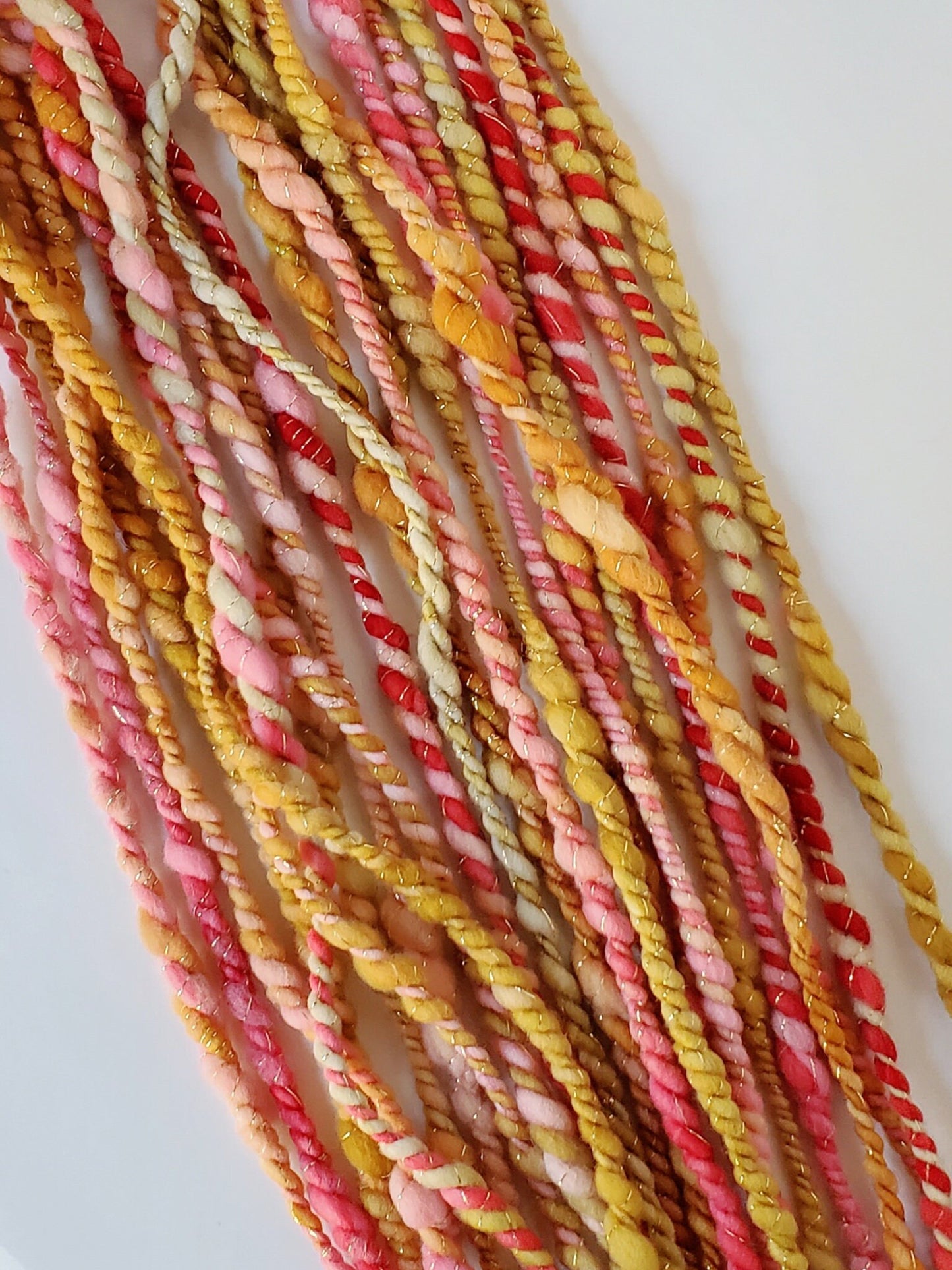 PINK LADY 2PLY 4.5yrds, Handspun Art Yarn, Weaving and Fiber Arts, Scrap Yarn, Yarn