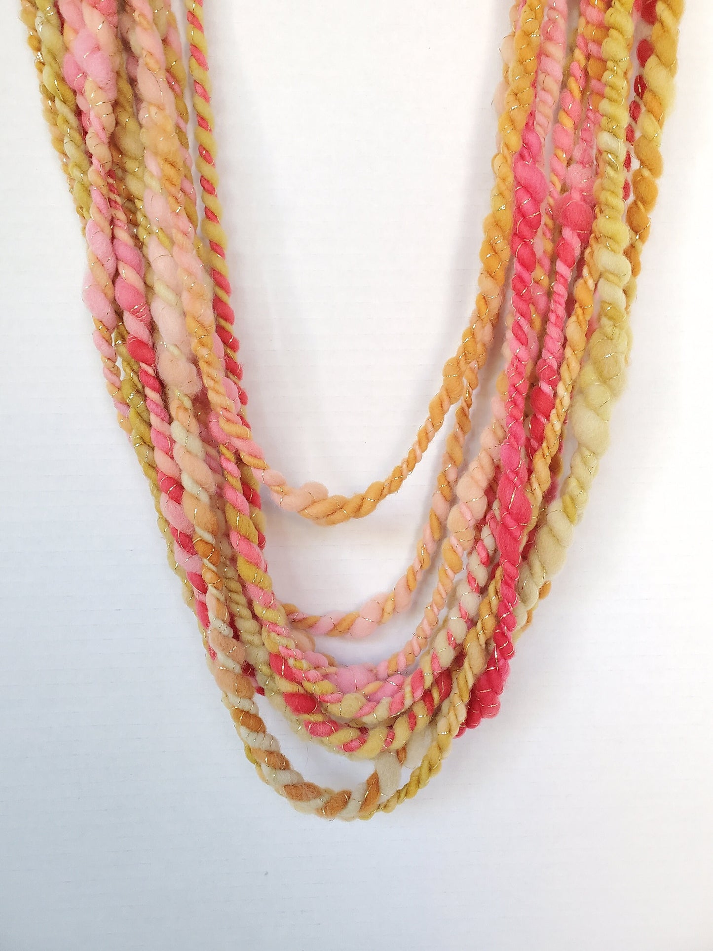 PINK LADY 2PLY 4.5yrds, Handspun Art Yarn, Weaving and Fiber Arts, Scrap Yarn, Yarn