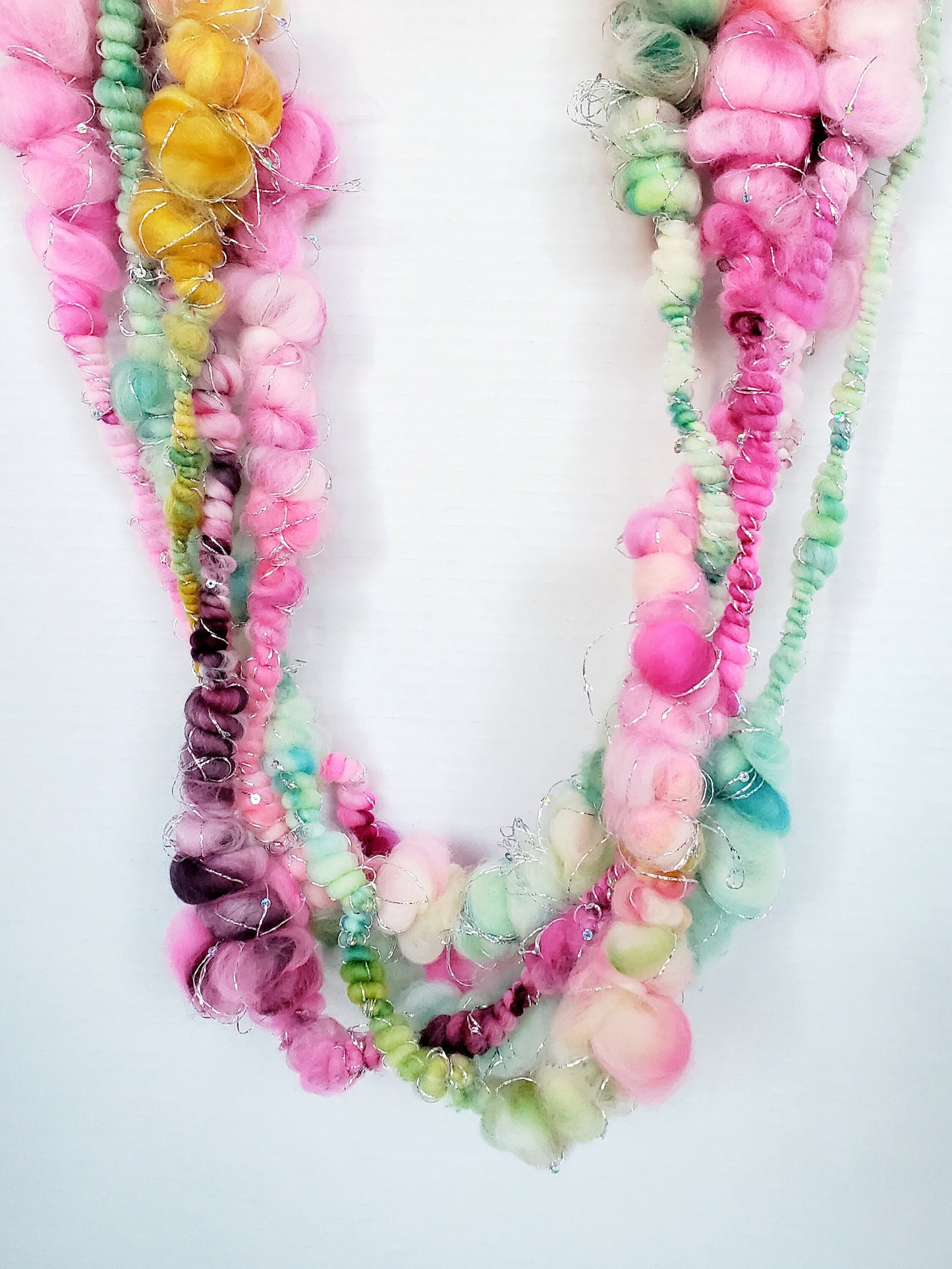 FLAMINGO FLOATY 3yrds, Handspun Art Yarn, Weaving and Fiber Arts, Scrap Yarn, Yarn