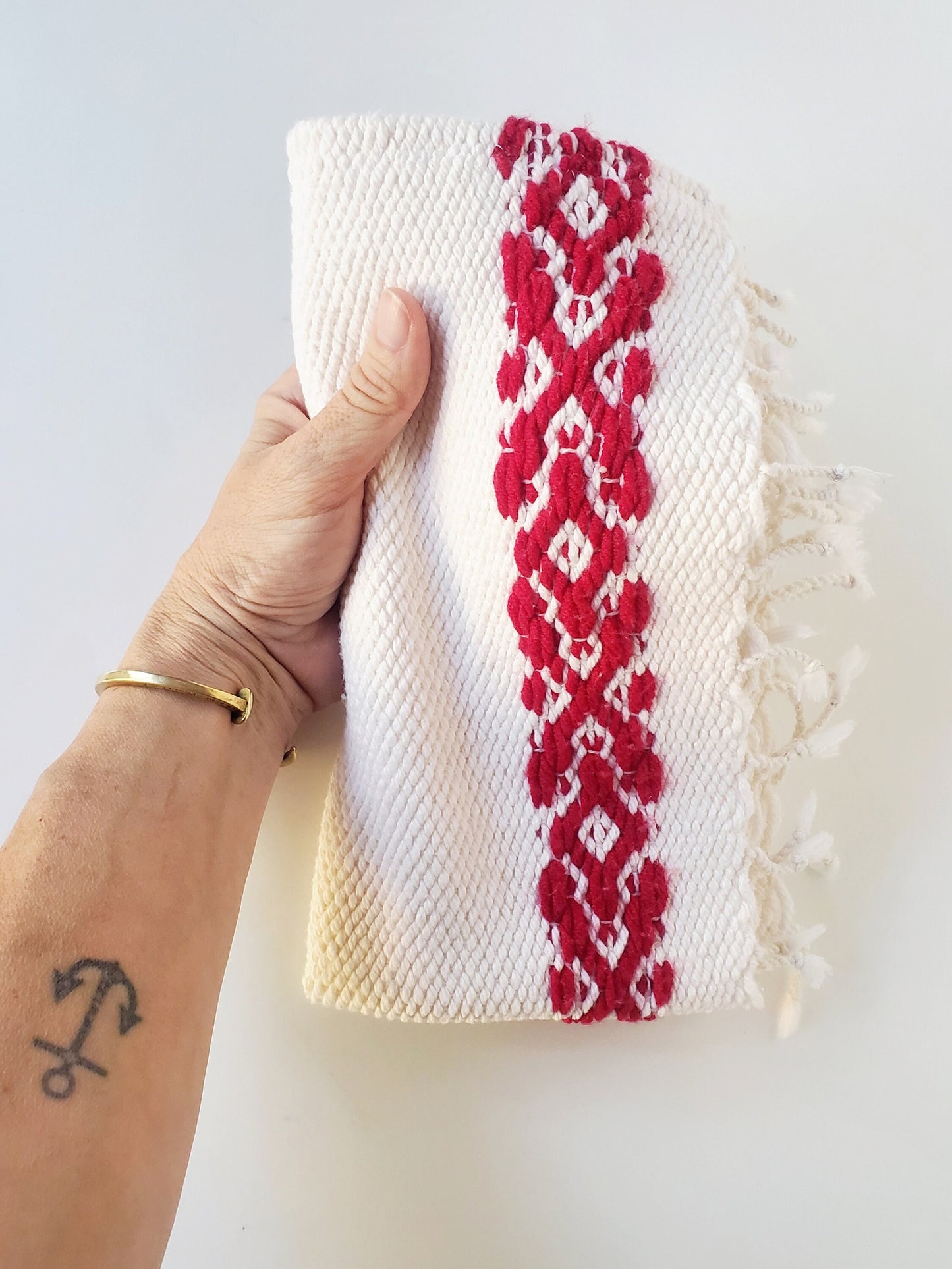 perfectly imperfect HANDWOVEN HAND TOWEL, Handspun Art Yarn, Weaving and Fiber Arts, Scrap Yarn, Yarn, woven towel rag