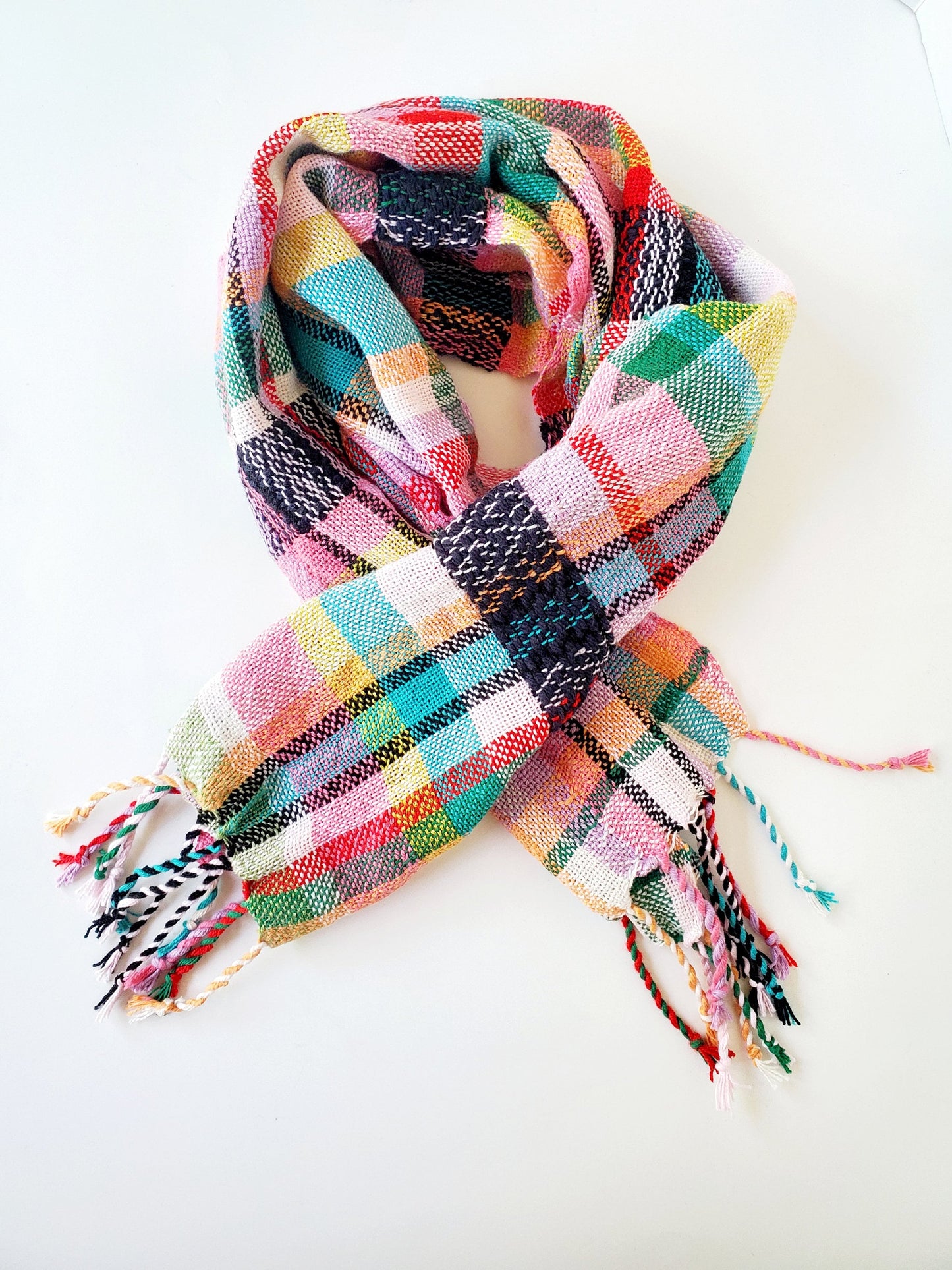 HANDWOVEN SCARF, Weaving and Fiber Arts, Yarn, woven scarf