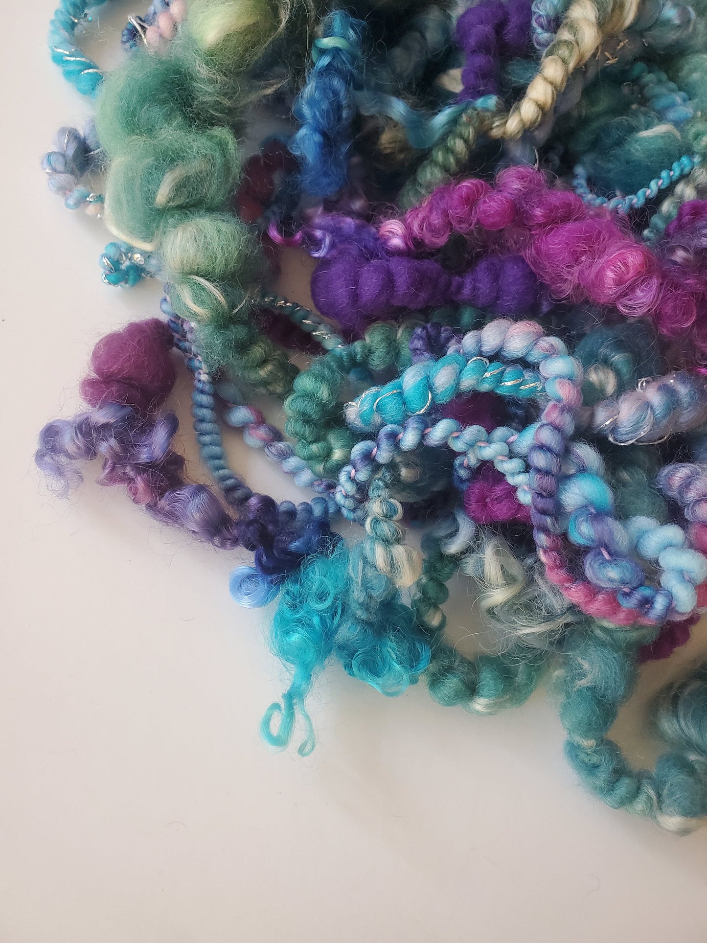 AURORA BOREALIS 4yrds, Handspun Art Yarn, Weaving and Fiber Arts, Scrap Yarn, Yarn