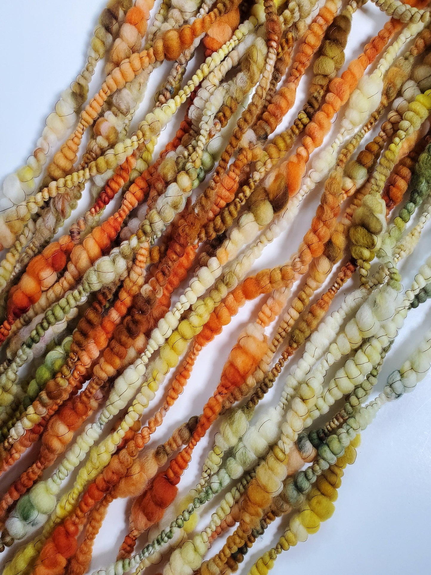 SQUASH BLOSSOM 8yrds, Handspun Art Yarn, Weaving and Fiber Arts, Scrap Yarn, Yarn
