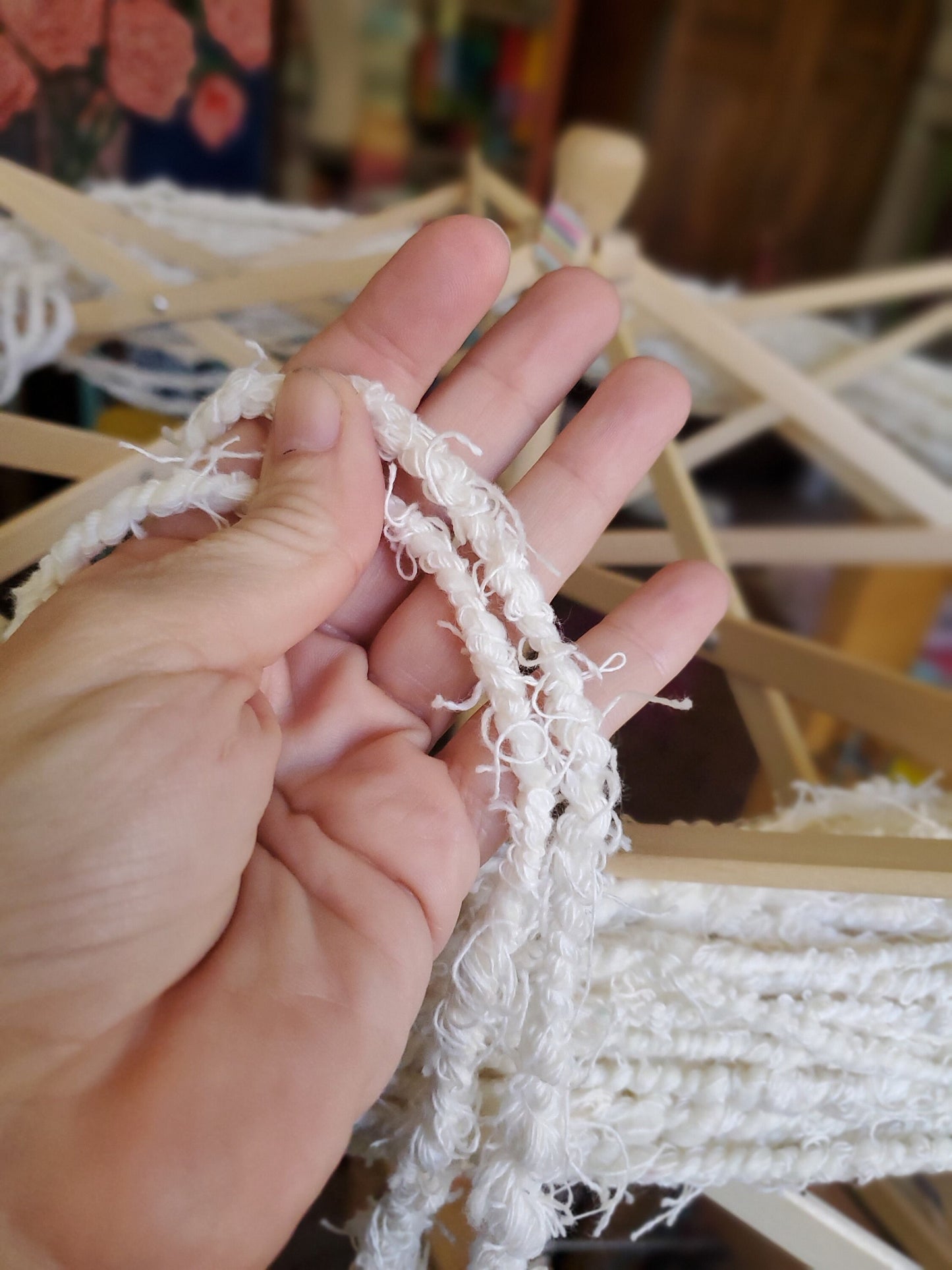 SCRAPPY NAT 8yrds, Handspun Art Yarn, Weaving and Fiber Arts, Scrap Yarn, Yarn