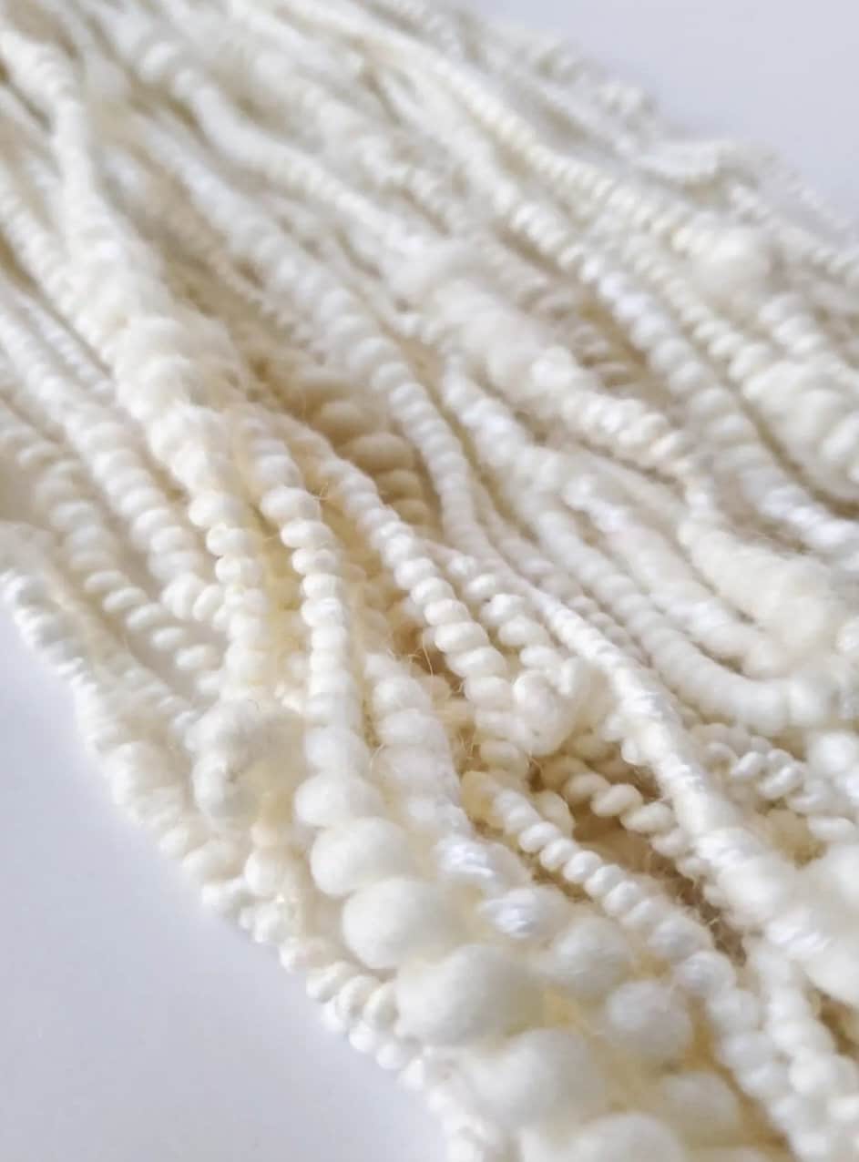 CREAM 10yrds, Handspun Art Yarn, Weaving and Fiber Arts, Scrap Yarn, Yarn