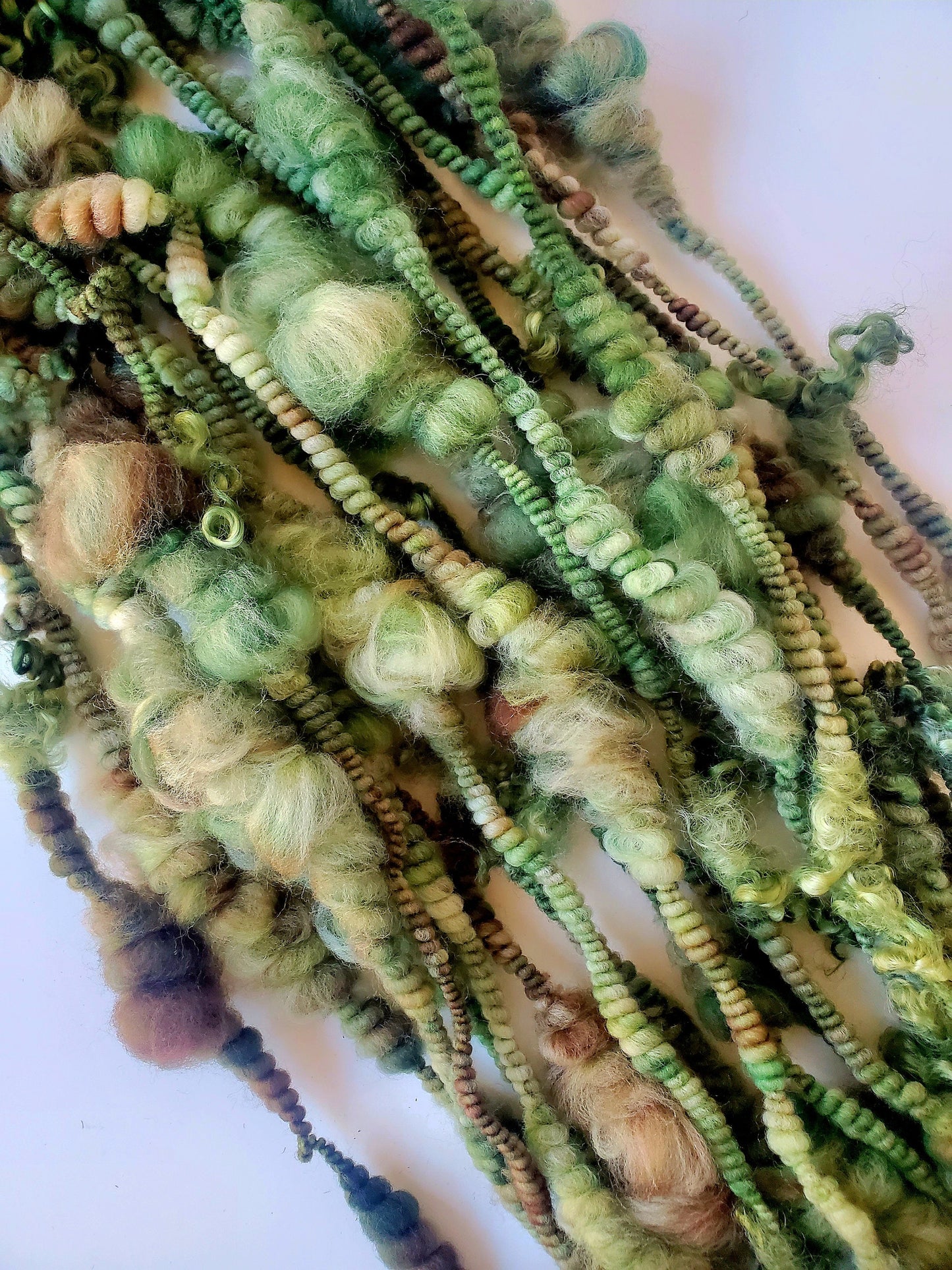 JUNGLE 5yrds, Handspun Art Yarn, Weaving and Fiber Arts, Scrap Yarn, Yarn