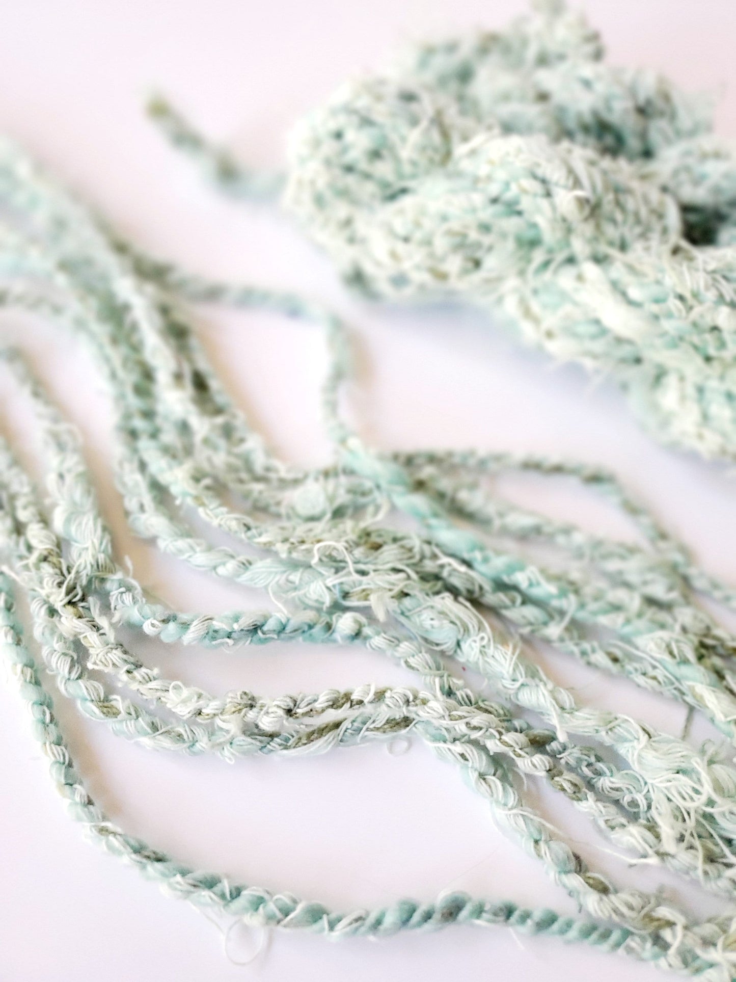 MINT 7yrds, Handspun Art Yarn, Weaving and Fiber Arts, Scrap Yarn, Yarn