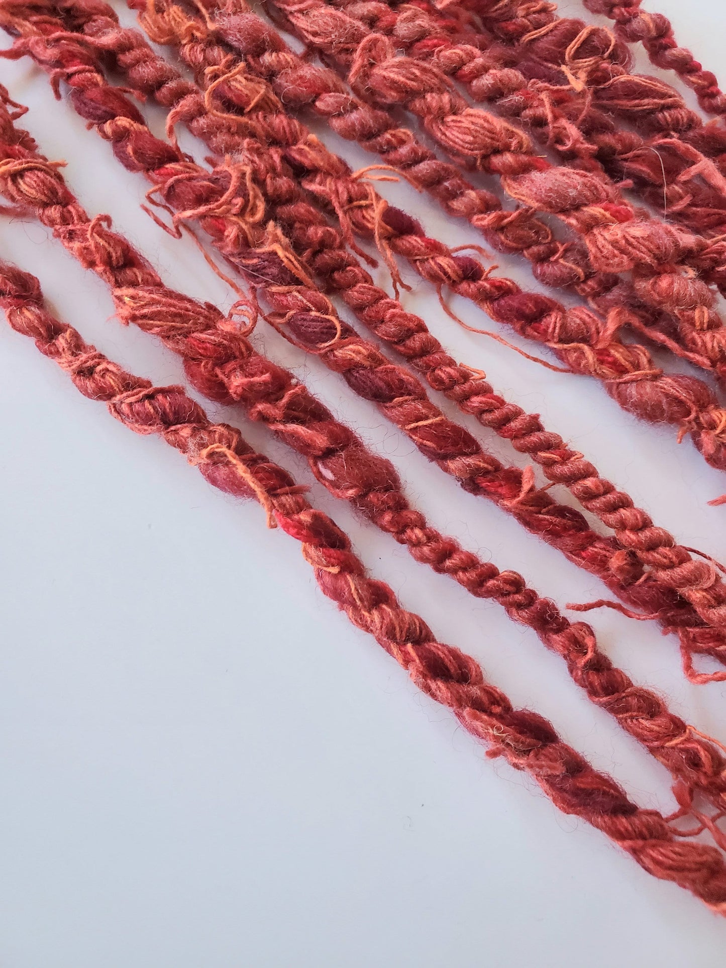 RED 7yrds, Handspun Art Yarn, Weaving and Fiber Arts, Scrap Yarn, Yarn