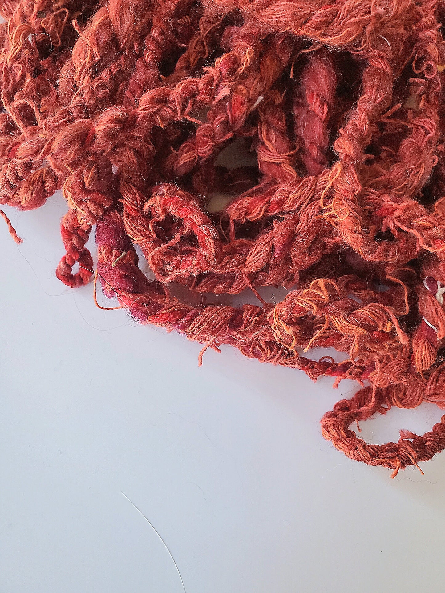 RED 7yrds, Handspun Art Yarn, Weaving and Fiber Arts, Scrap Yarn, Yarn