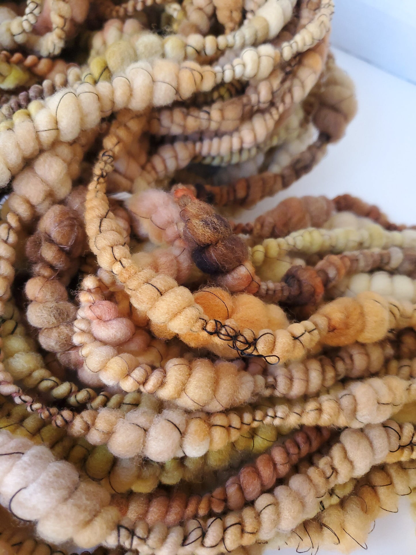 PUMPKIN BREW 6yrds, Handspun Art Yarn, Weaving and Fiber Arts, Scrap Yarn, Yarn