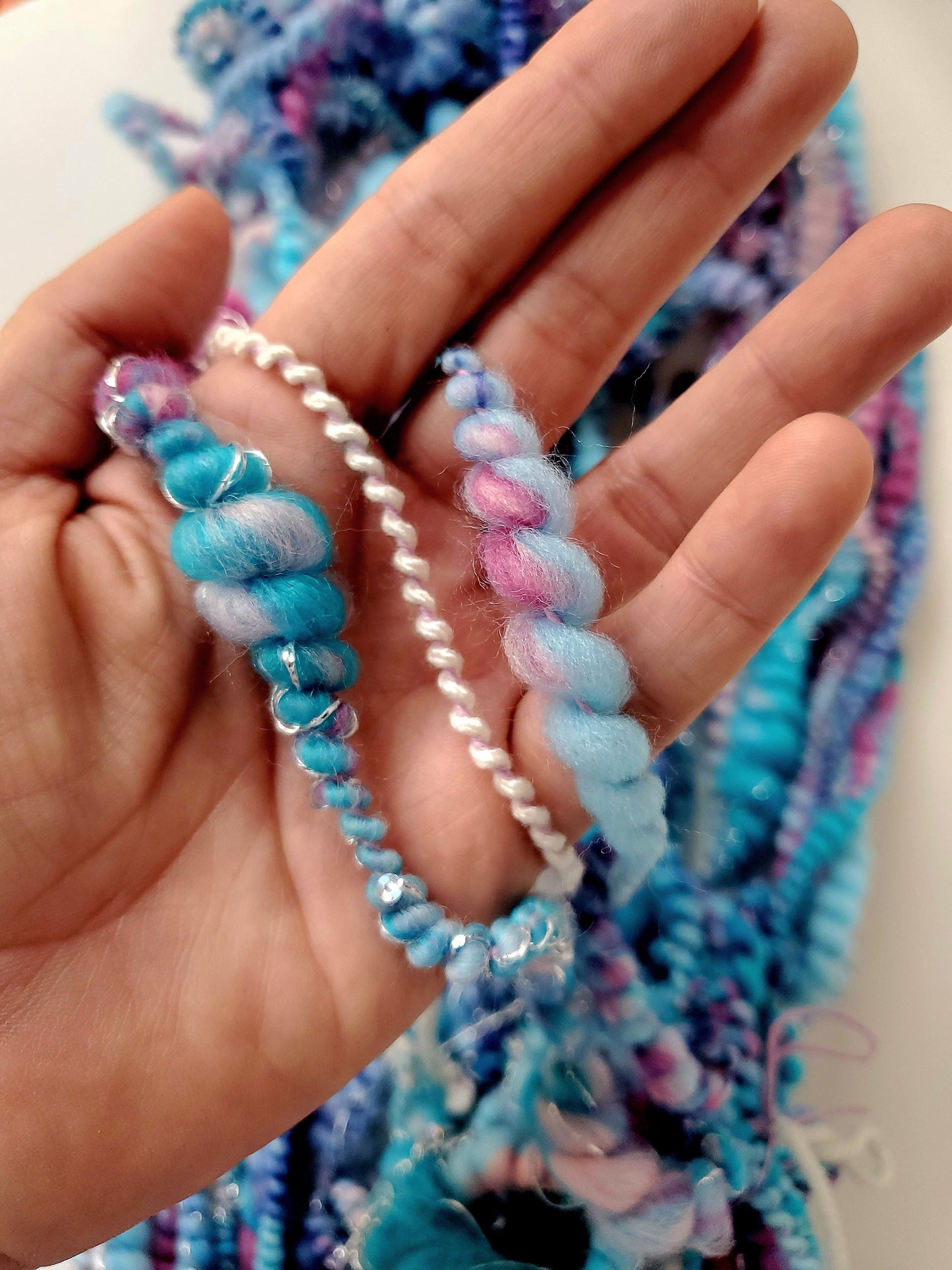 SHIMMER n SHINE 7yrds, Handspun Art Yarn, Weaving and Fiber Arts, Scrap Yarn, Yarn
