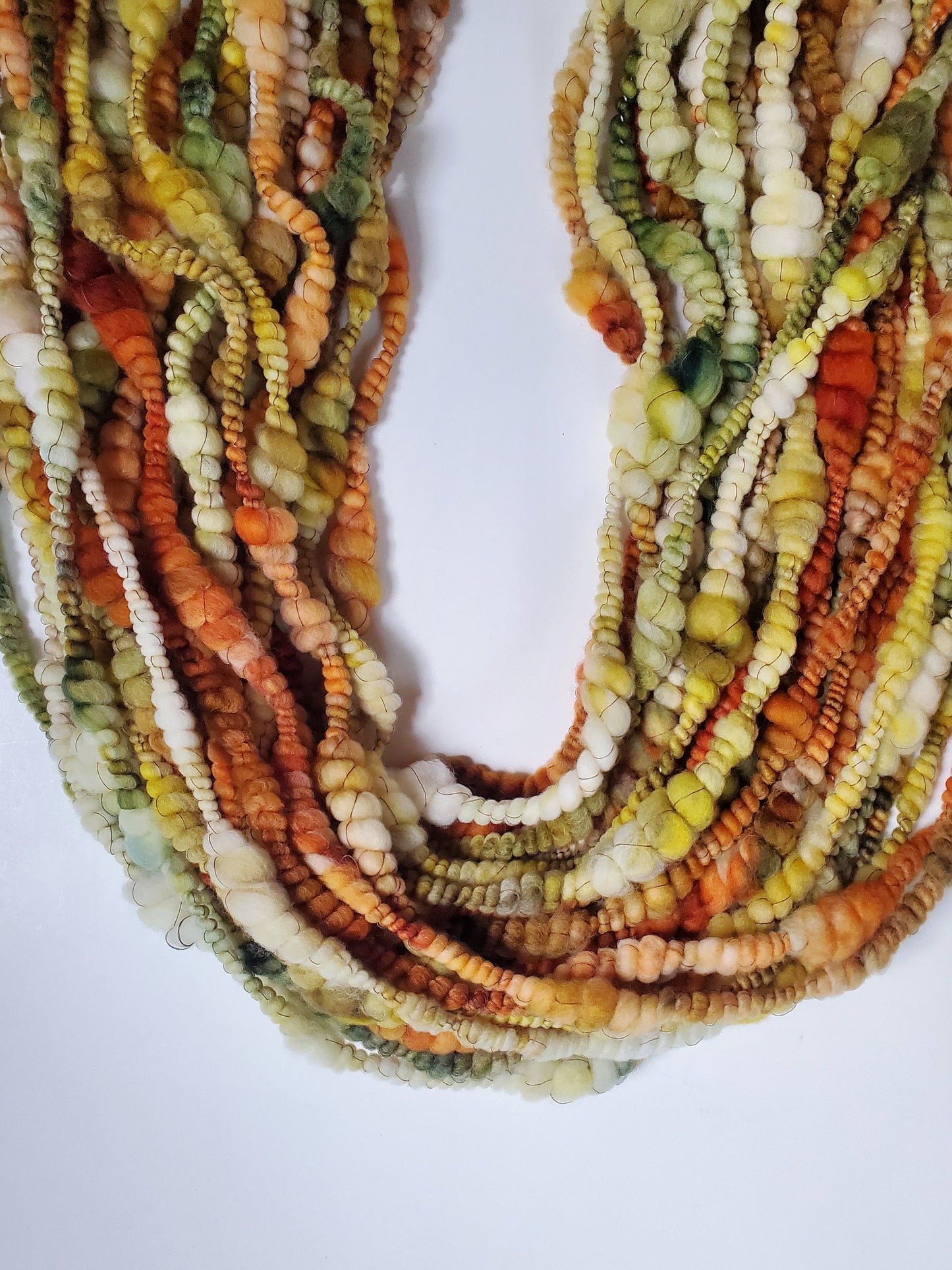SQUASH BLOSSOM 8yrds, Handspun Art Yarn, Weaving and Fiber Arts, Scrap Yarn, Yarn