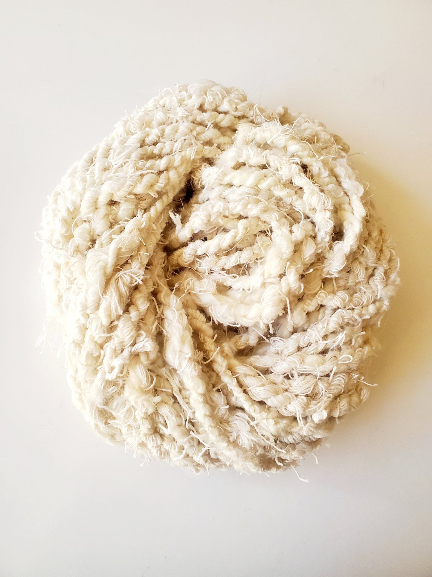 SCRAPPY NAT 8yrds, Handspun Art Yarn, Weaving and Fiber Arts, Scrap Yarn, Yarn
