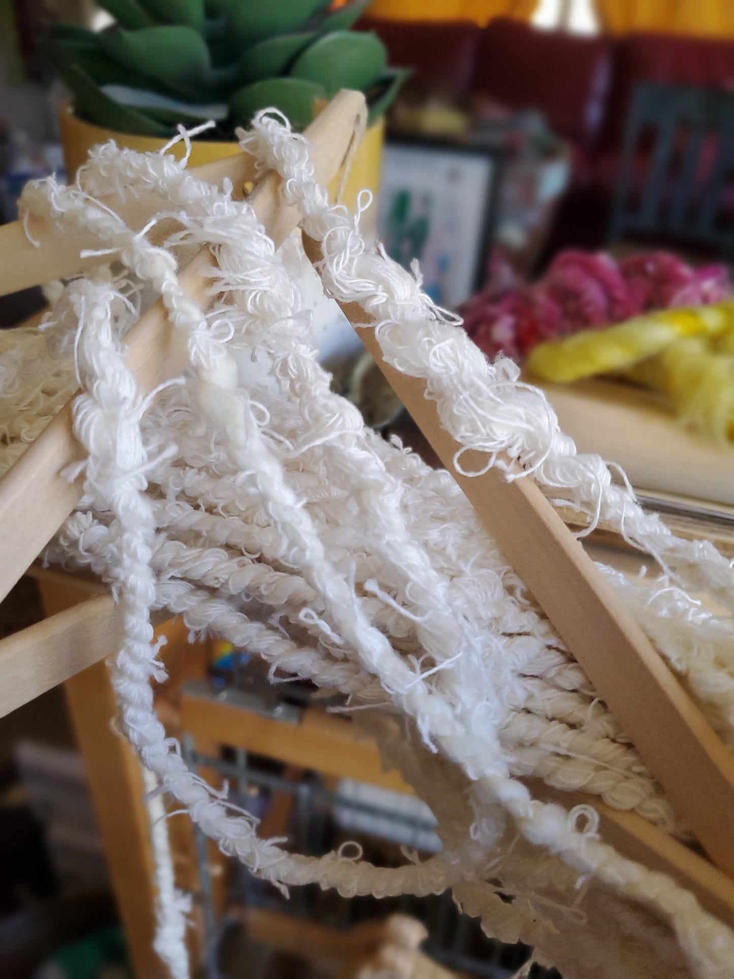 SCRAPPY NAT 8yrds, Handspun Art Yarn, Weaving and Fiber Arts, Scrap Yarn, Yarn