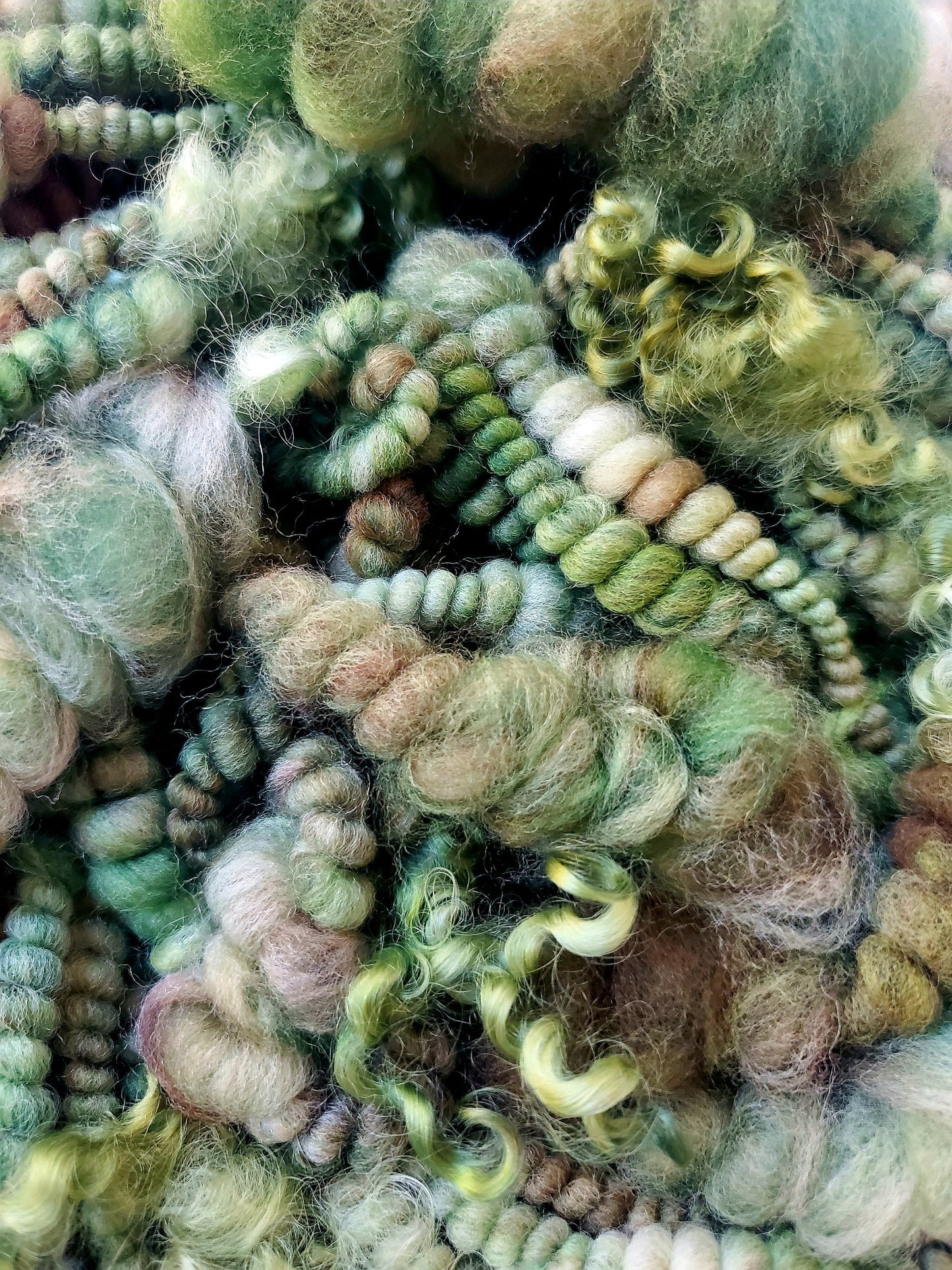 JUNGLE 5yrds, Handspun Art Yarn, Weaving and Fiber Arts, Scrap Yarn, Yarn