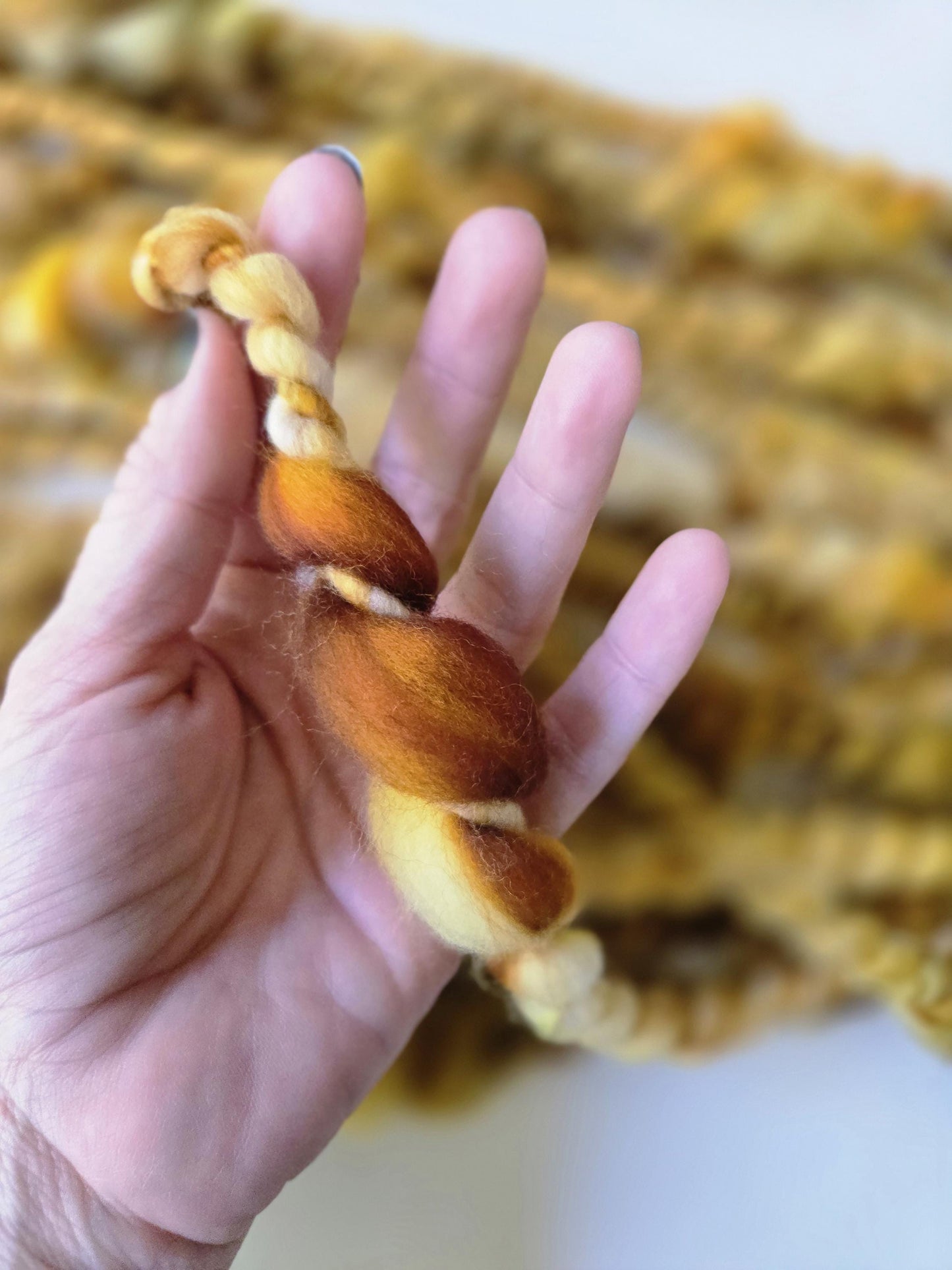 BUTTERBEER 7yrds, Handspun Art Yarn, Weaving and Fiber Arts, Scrap Yarn, Yarn