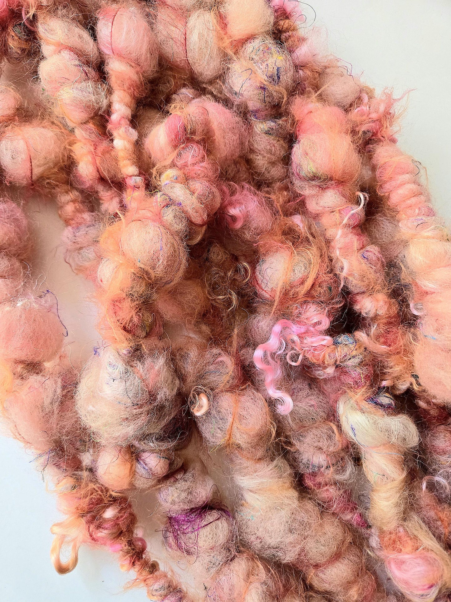BRAINS 2yrds, Handspun Art Yarn, Weaving and Fiber Arts, Scrap Yarn, Yarn