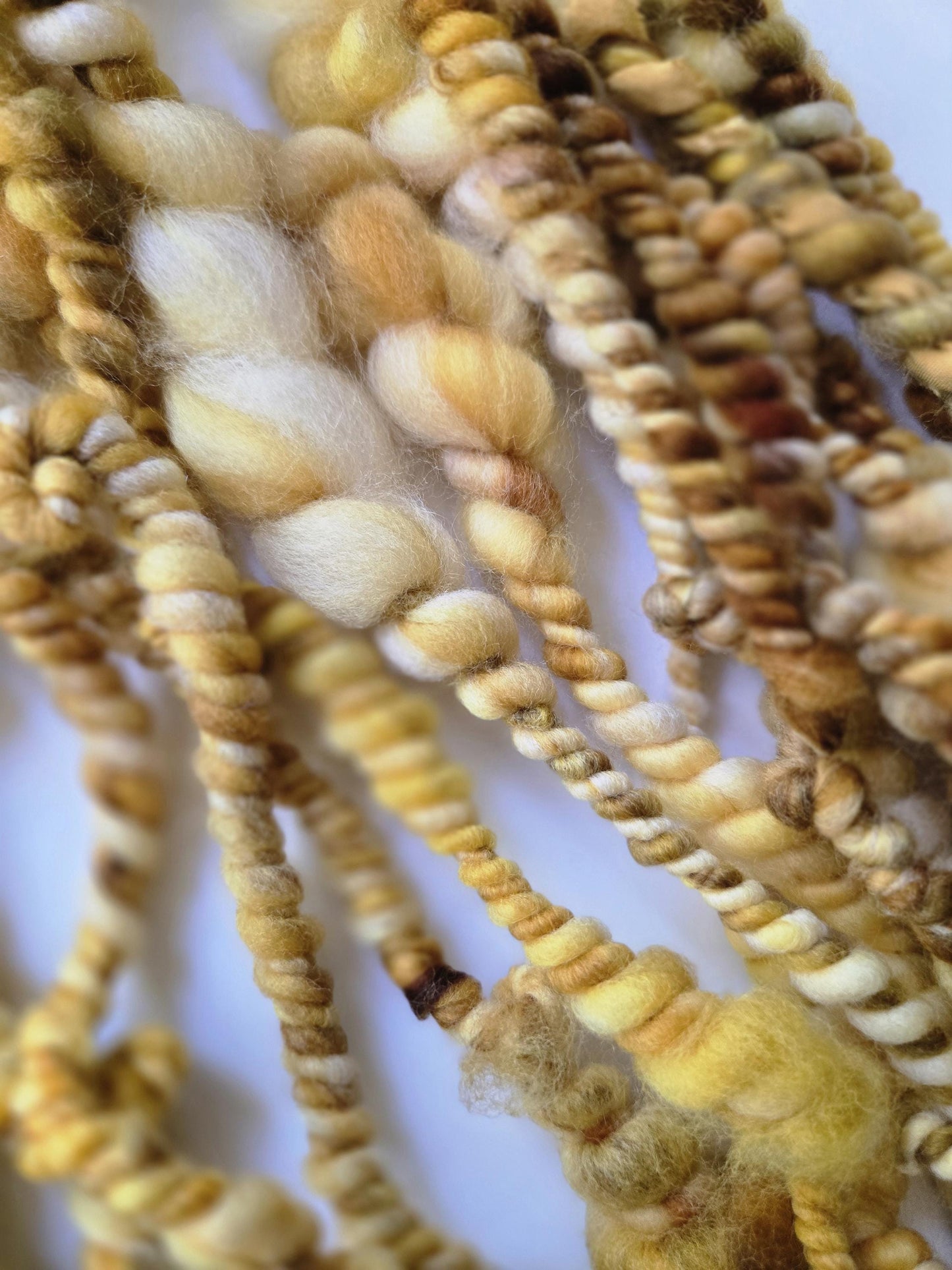 BUTTERBEER 7yrds, Handspun Art Yarn, Weaving and Fiber Arts, Scrap Yarn, Yarn