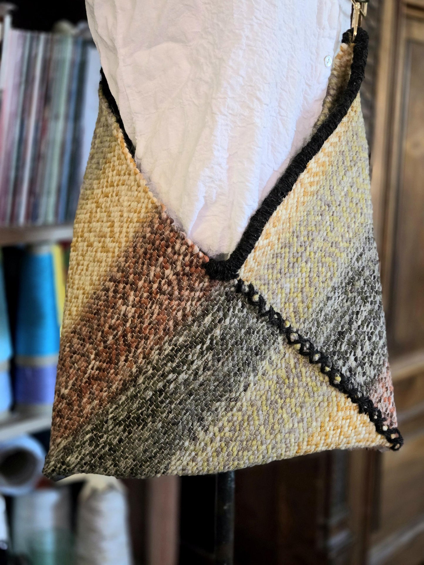 Handwoven Crossbody Bag, purse, handbag, handwoven, handspun yarn, one of a kind